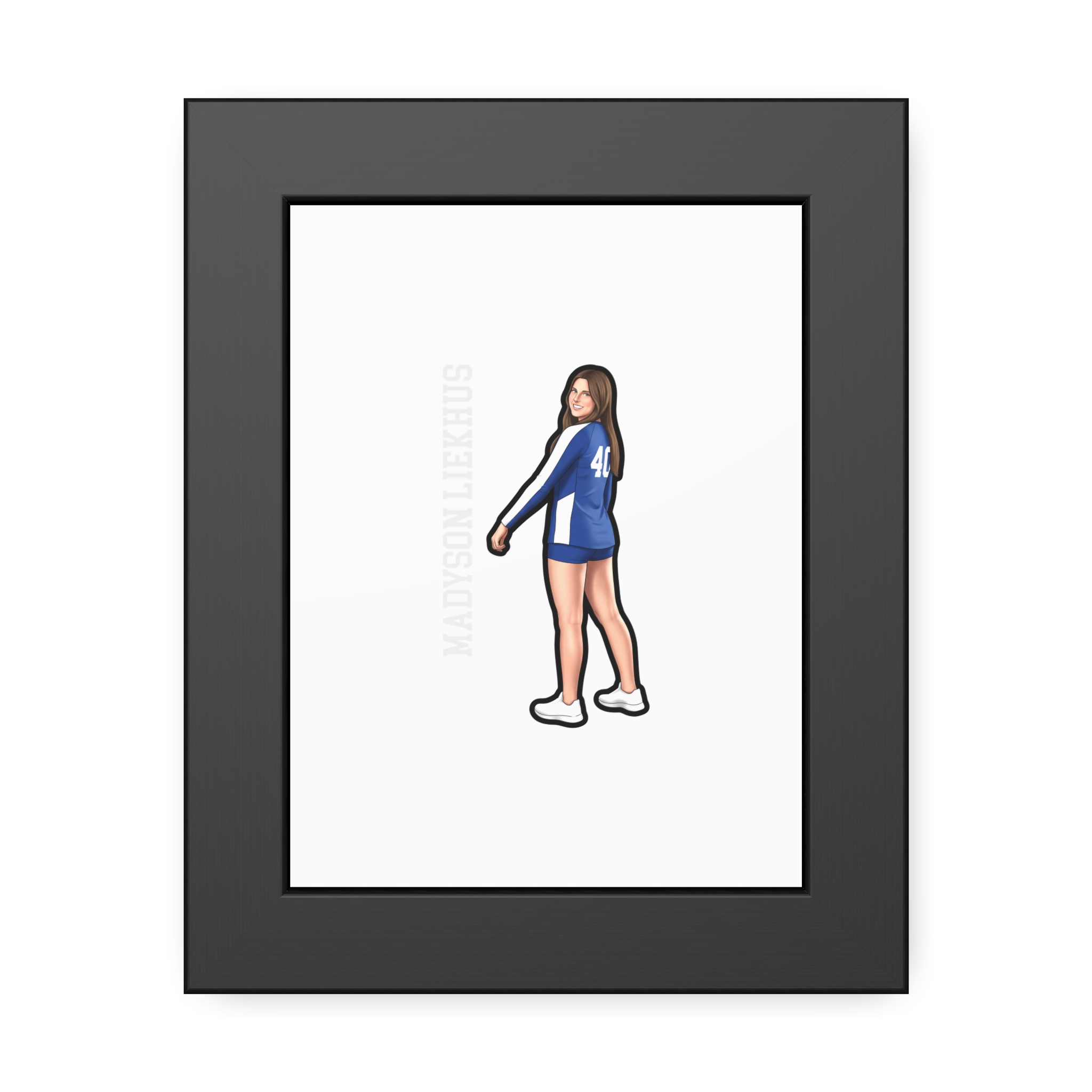 Framed Poster — character_name_vertical in Black
