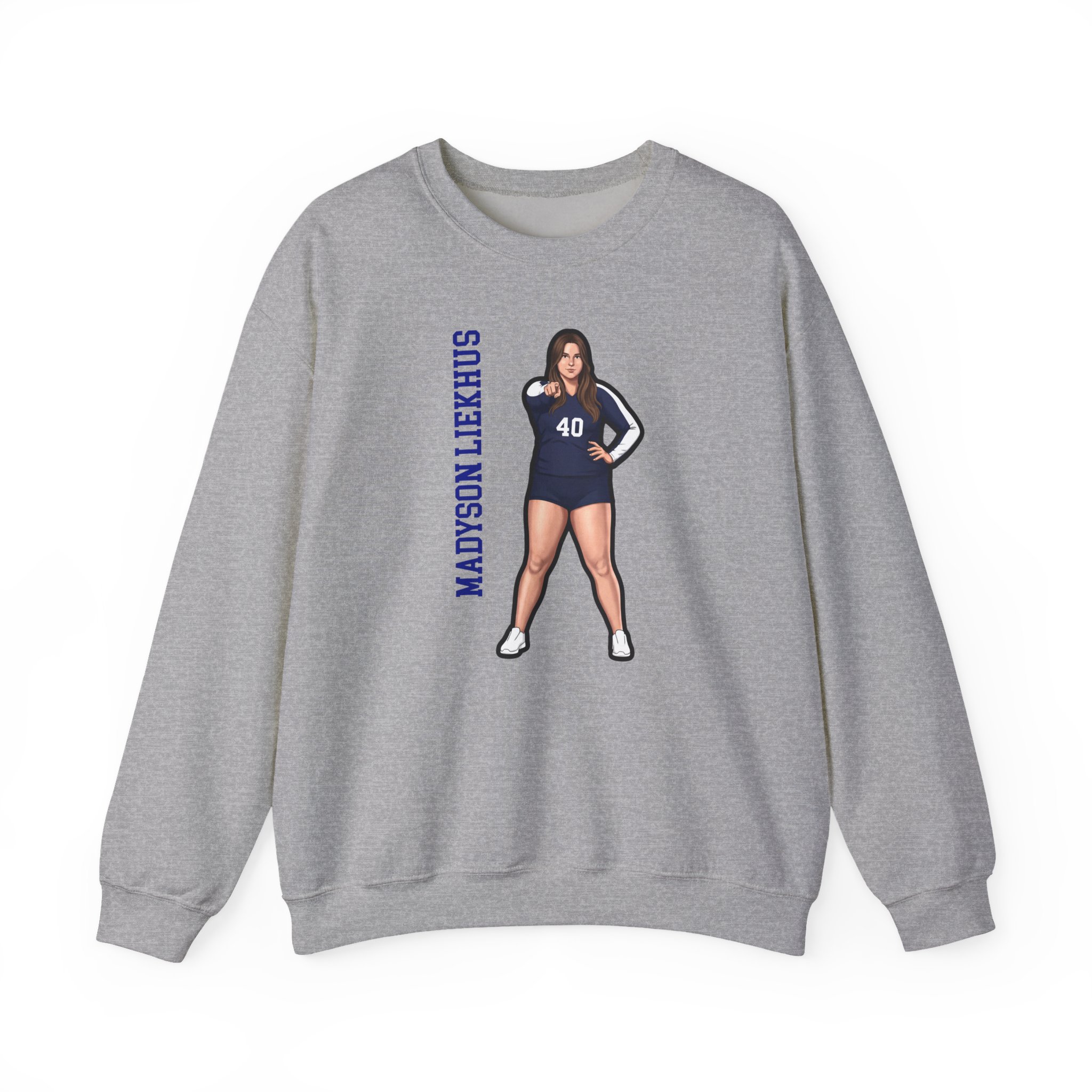 Crewneck Sweatshirt — character_name_vertical in Grey