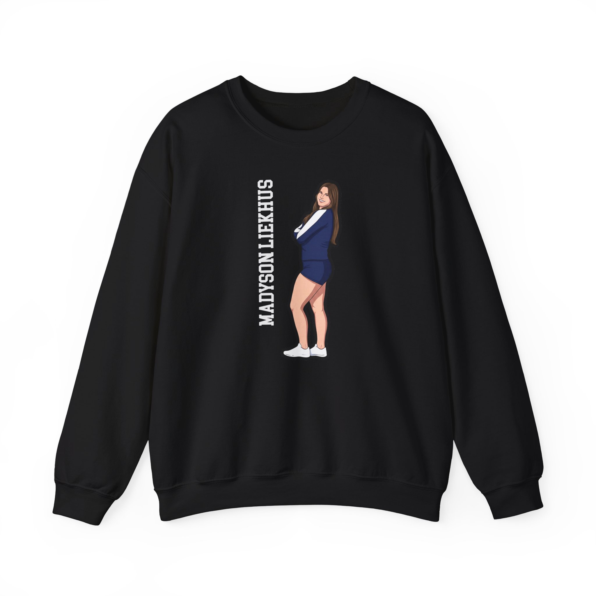 Crewneck Sweatshirt — character_name_vertical in Black