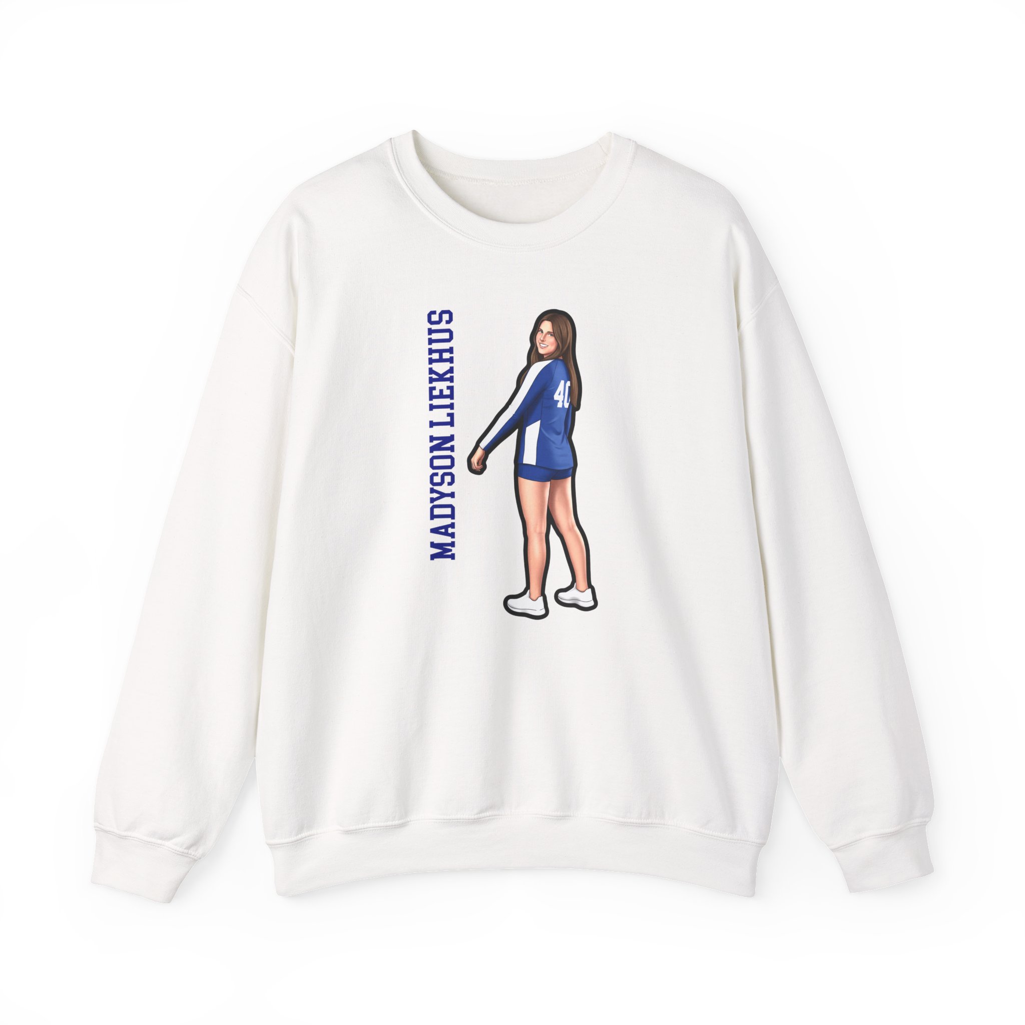 Crewneck Sweatshirt — character_name_vertical in White