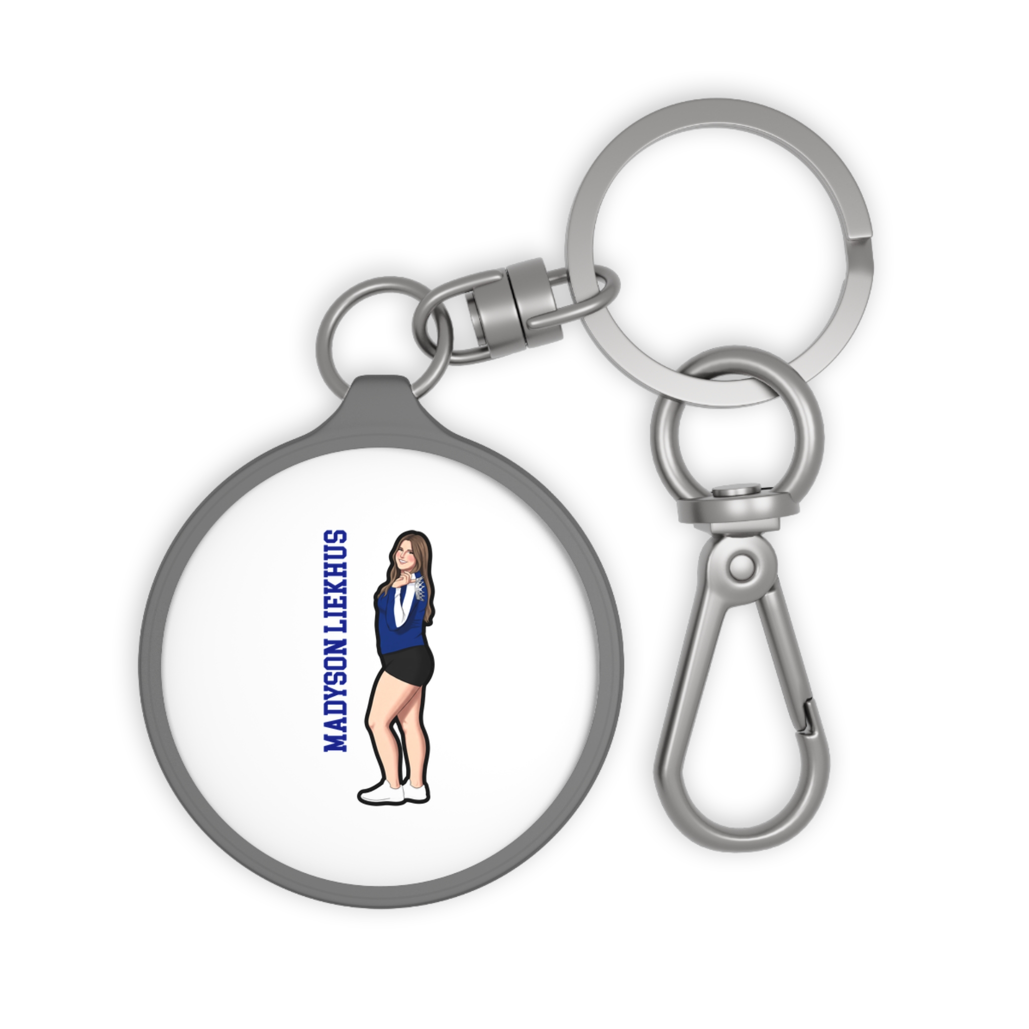 Keychain — character_name_vertical in Grey