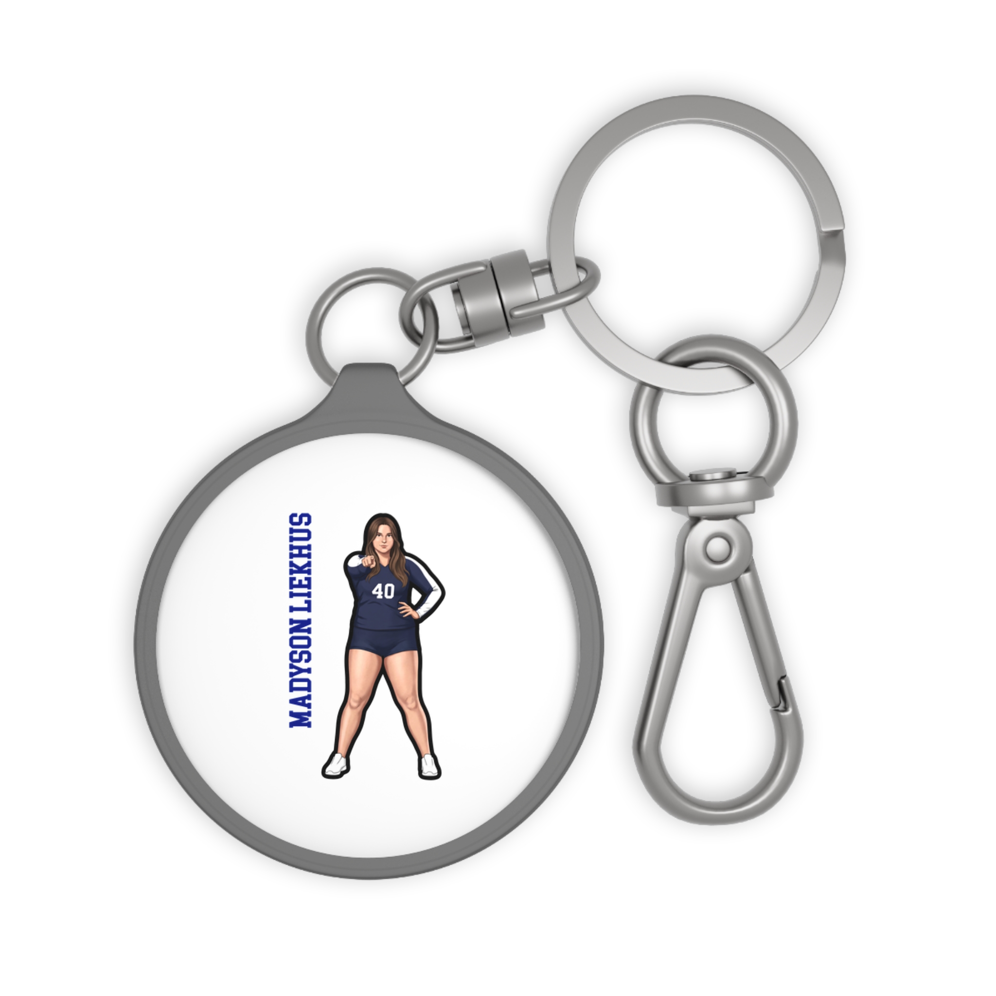 Keychain — character_name_vertical in Grey