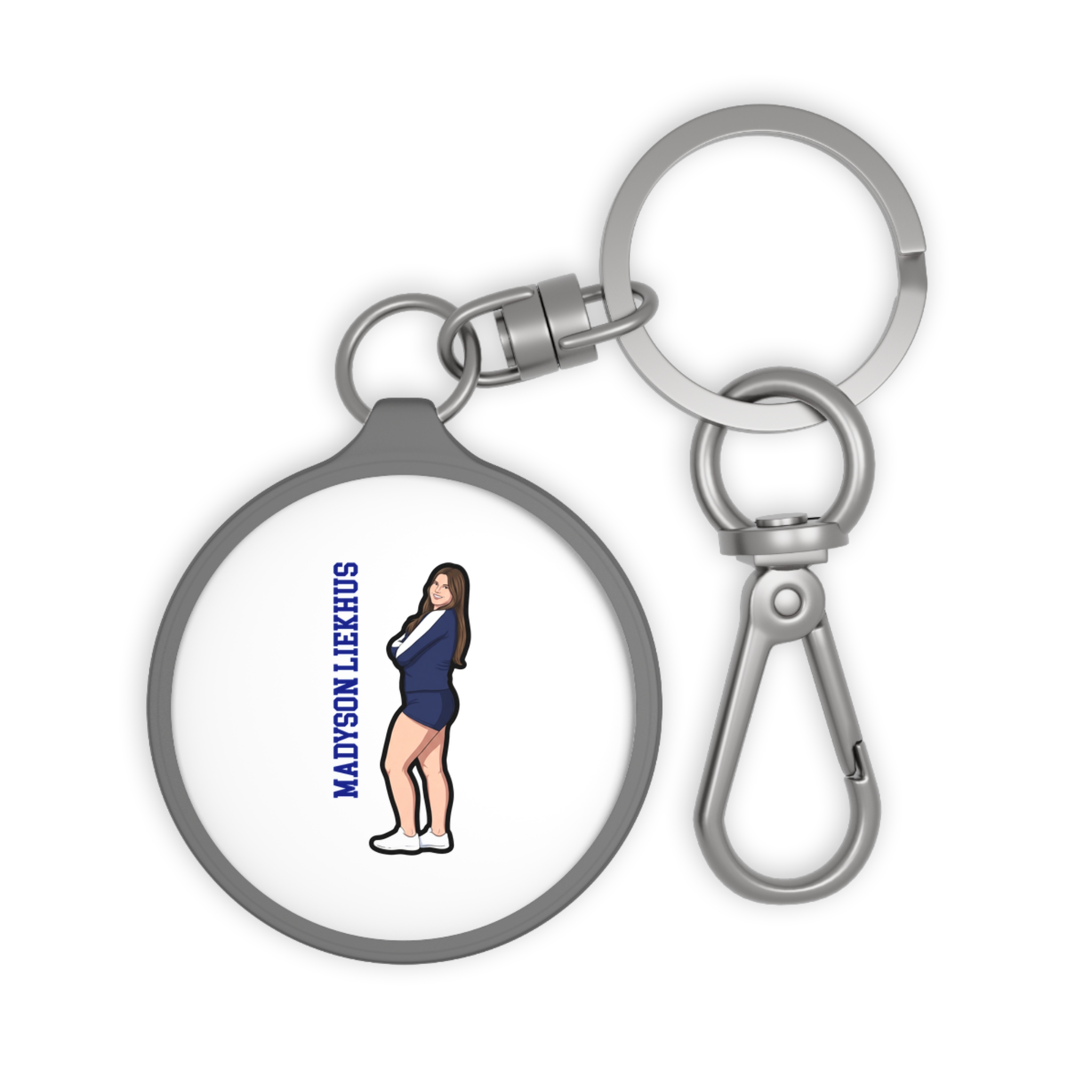 Keychain — character_name_vertical in Grey