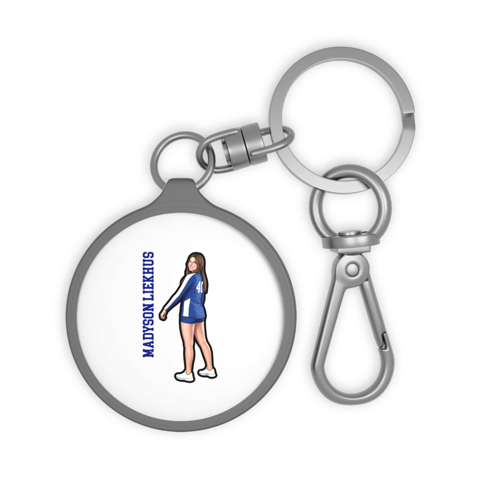 Keychain — character_name_vertical in Grey