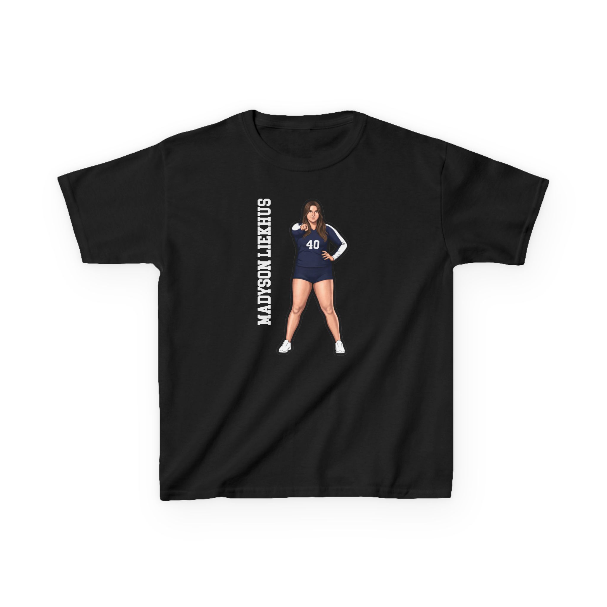 Youth Tee — character_name_vertical in Black