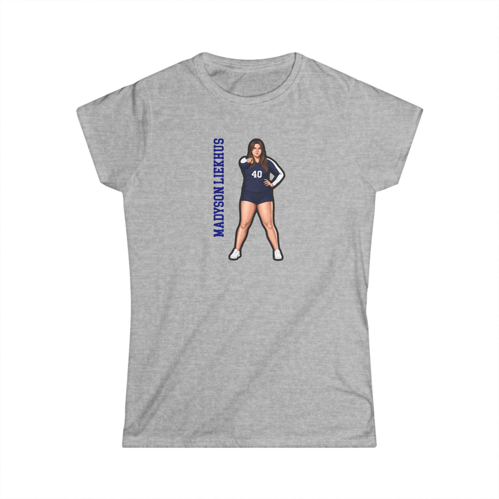 Women's Softstyle Tee — character_name_vertical in Grey