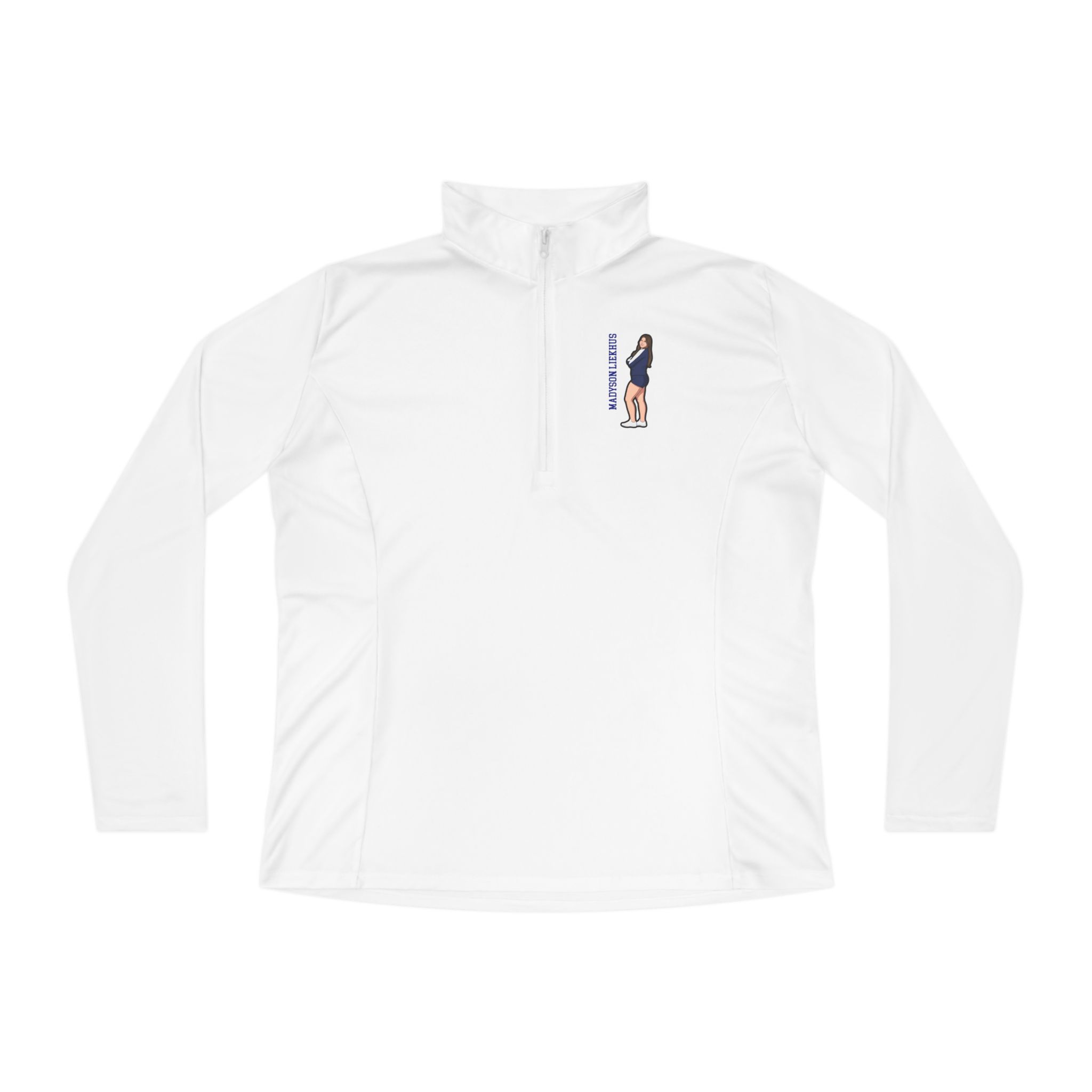Women's Q-Zip Pullover — character_name_vertical in White