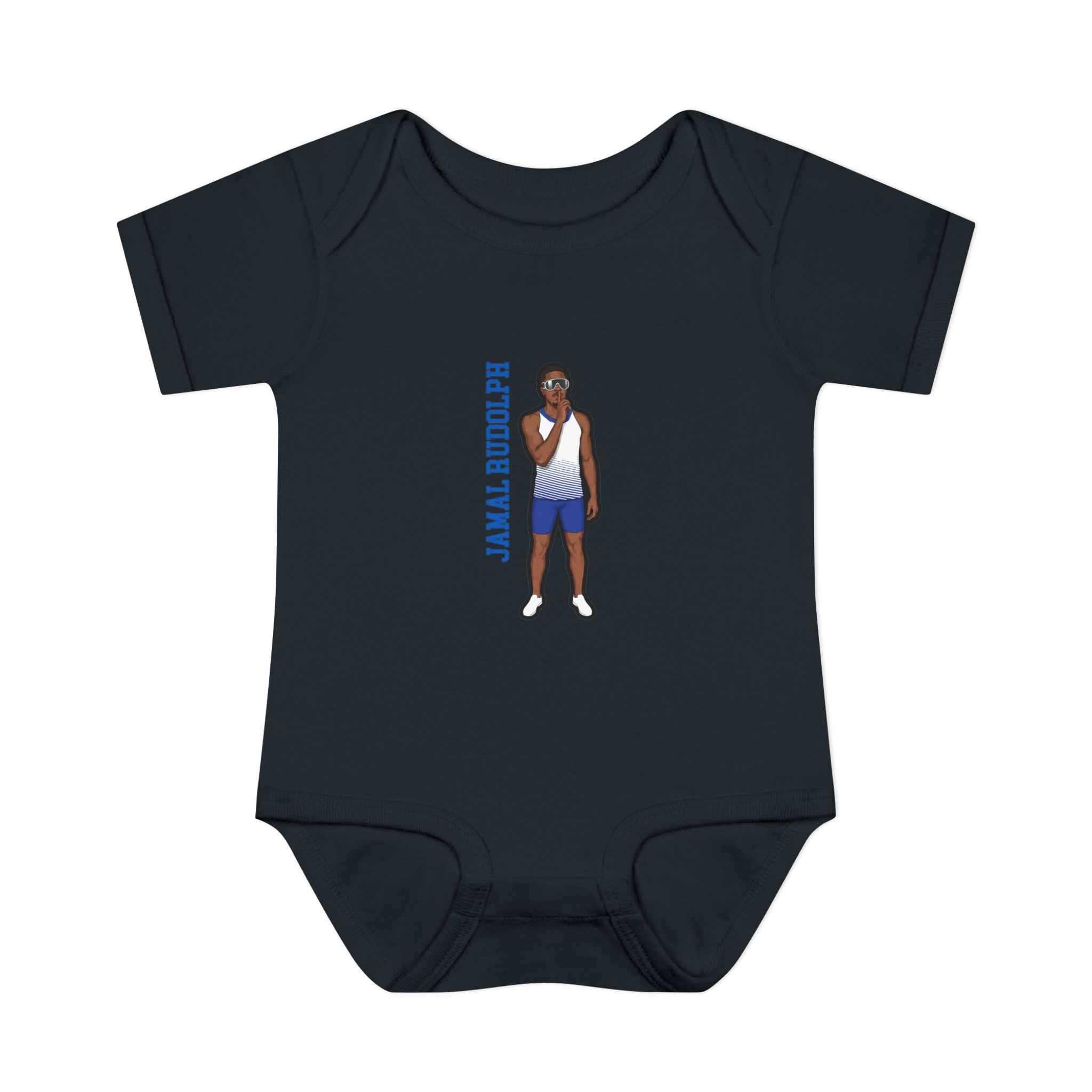 Baby Onesie — character_name_vertical in Black
