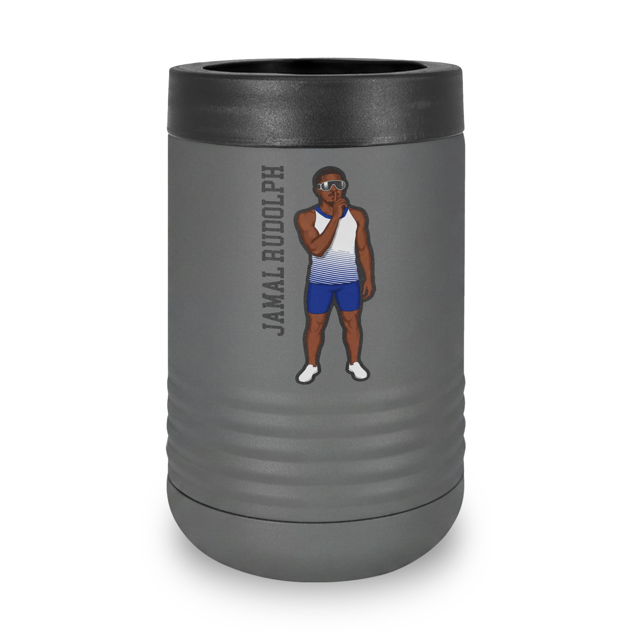 Stainless Can Cooler — character_name_vertical in Grey