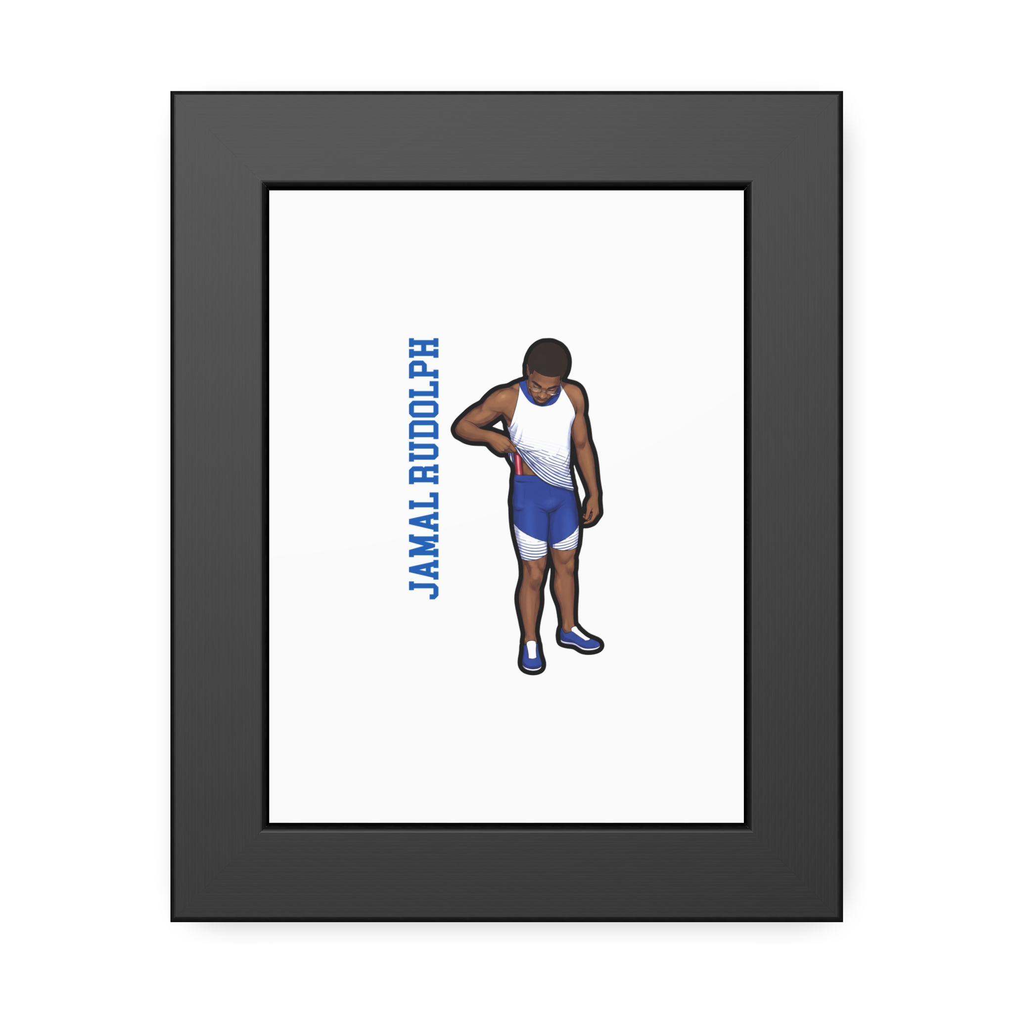 Framed Poster — character_name_vertical in Black
