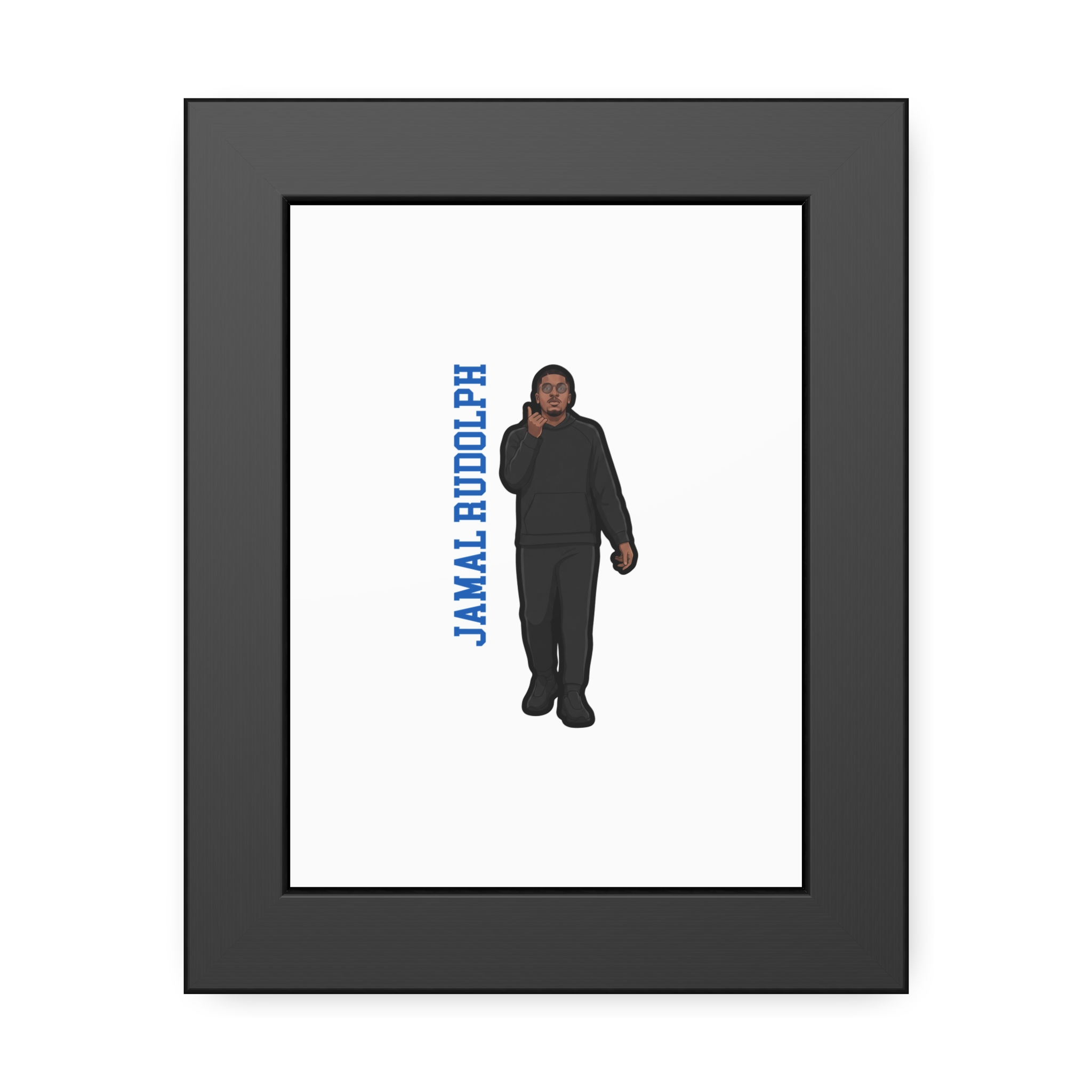 Framed Poster — character_name_vertical in Black