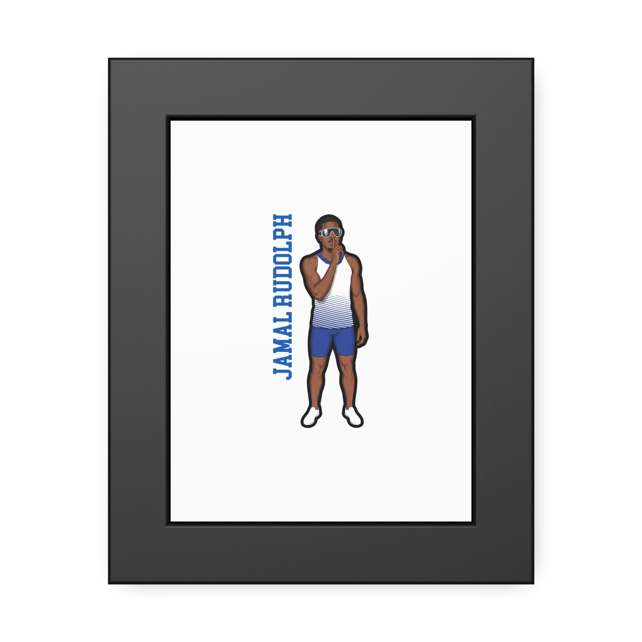 Framed Poster — character_name_vertical in Black