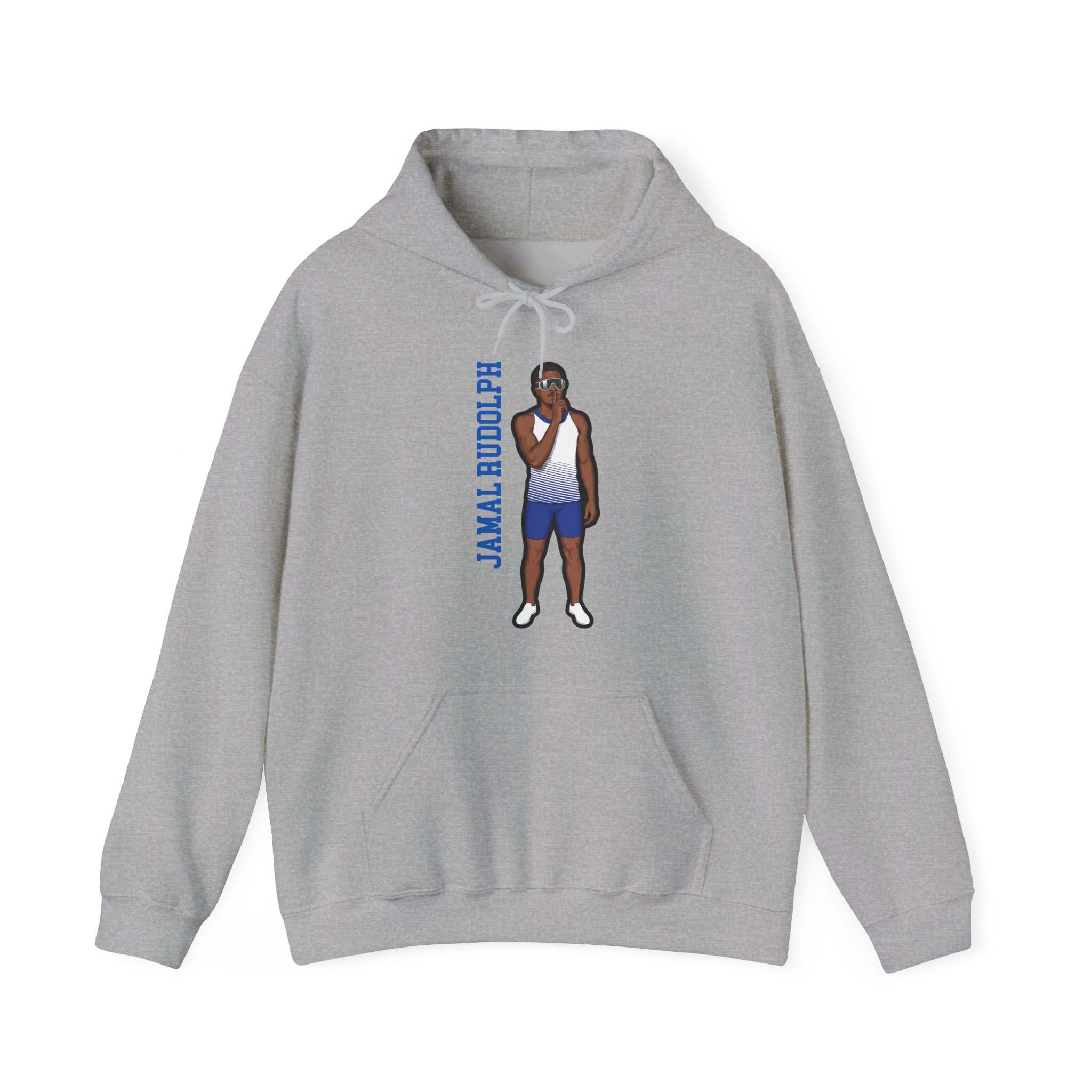 Hoodie — character_name_vertical in Grey
