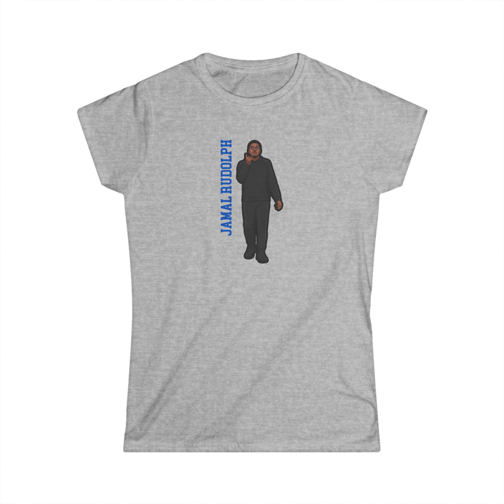 Women's Softstyle Tee — character_name_vertical in Grey