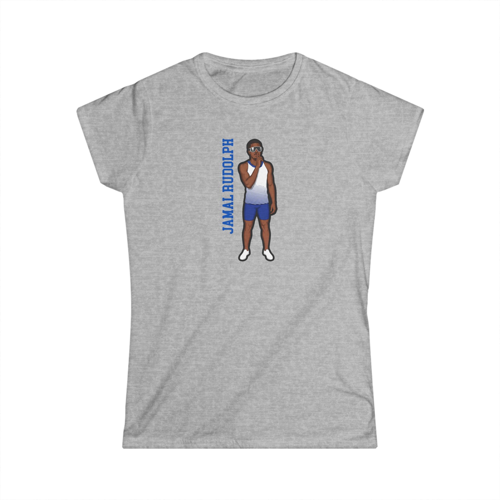 Women's Softstyle Tee — character_name_vertical in Grey