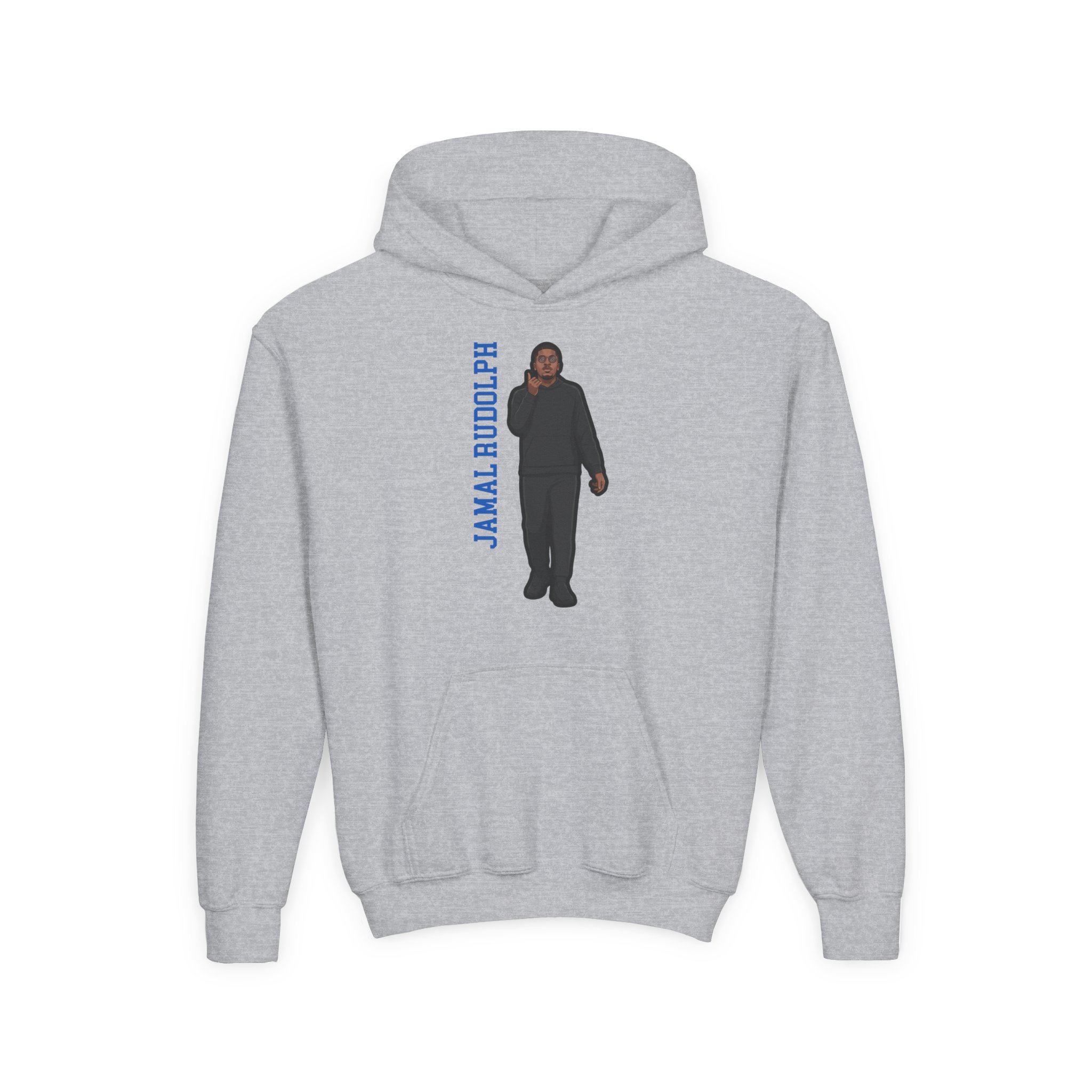 Youth Hoodie — character_name_vertical in Grey