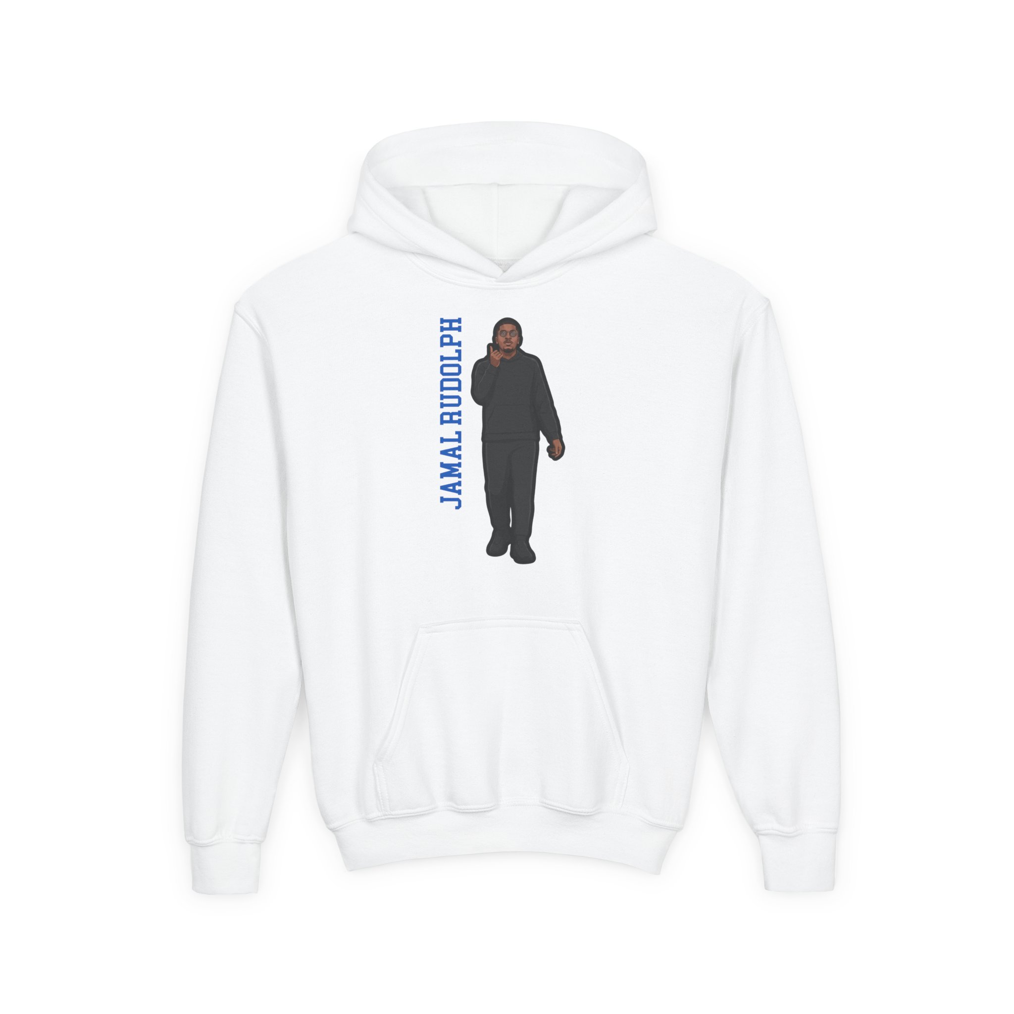 Youth Hoodie — character_name_vertical in White