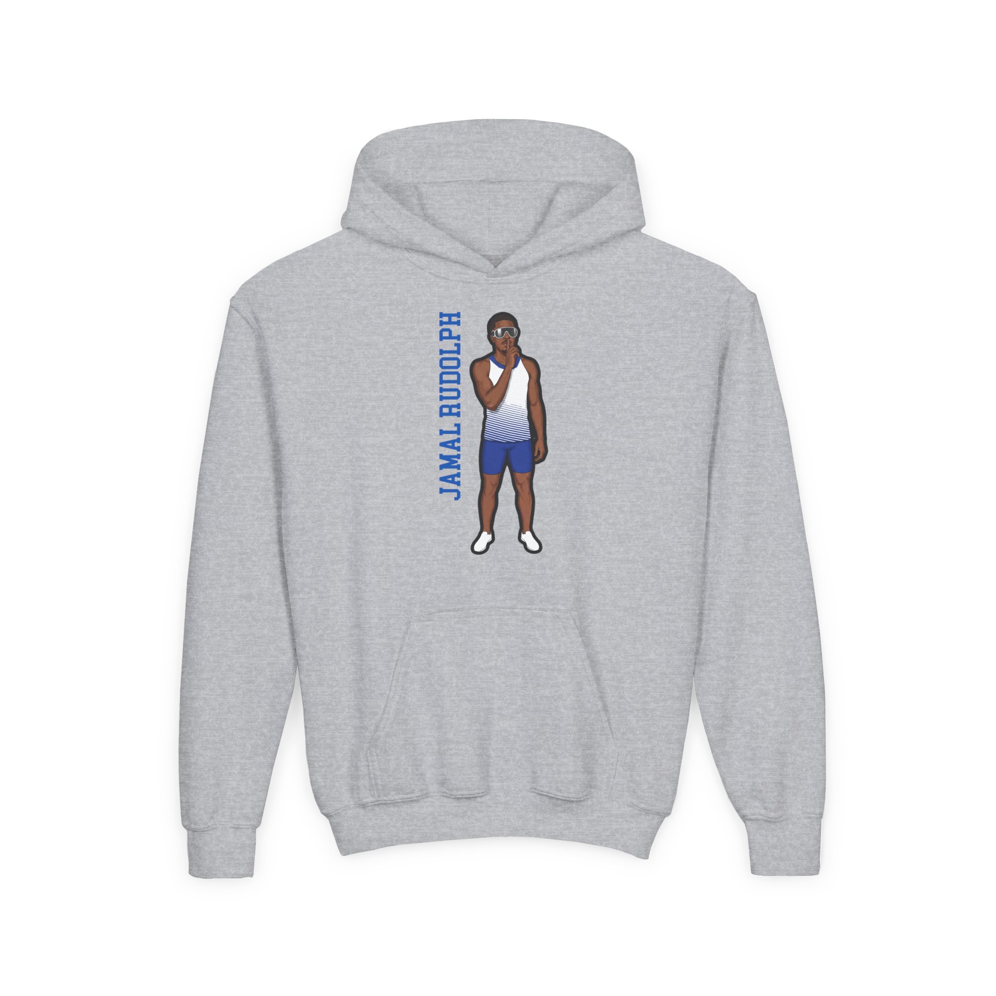 Youth Hoodie — character_name_vertical in Grey