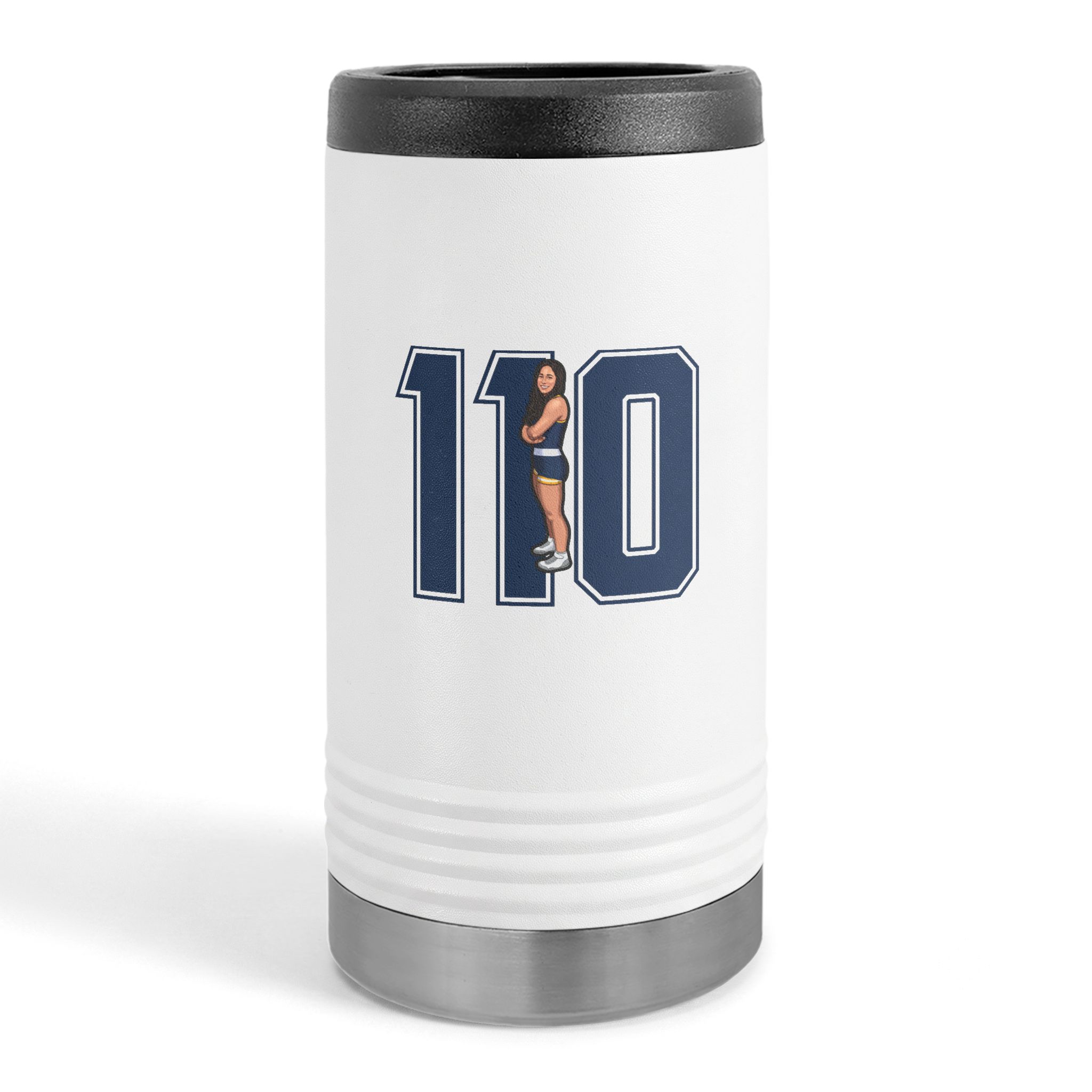Slim Stainless Can Cooler — character_number in White