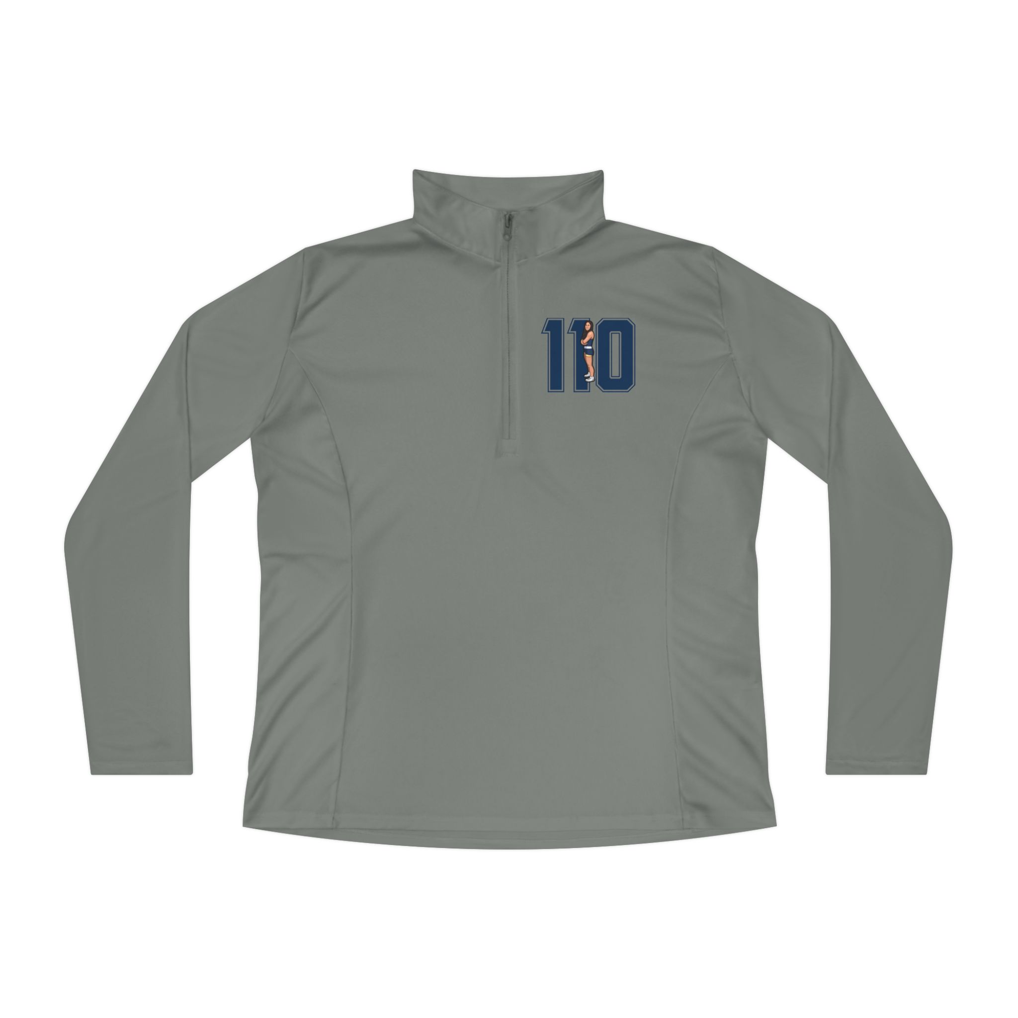 Women's Q-Zip Pullover — character_number in Grey