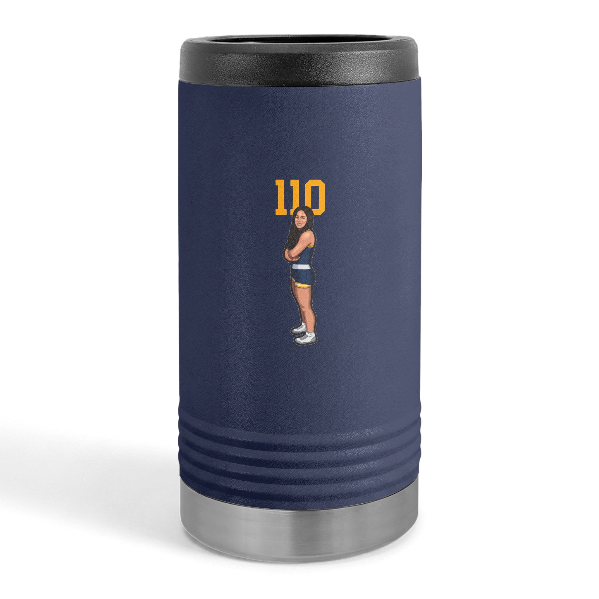 Slim Stainless Can Cooler — character_number_top in Navy