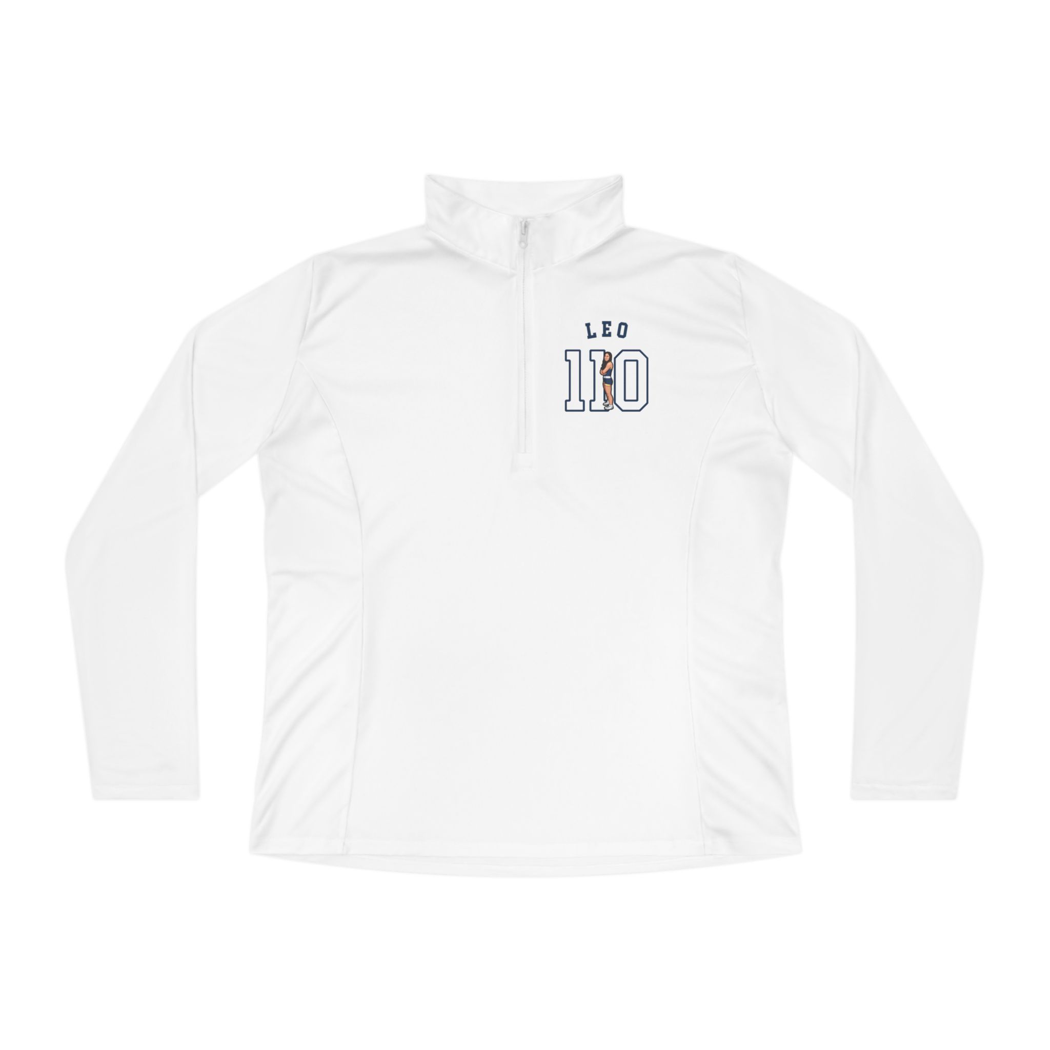 Women's Q-Zip Pullover — character_shirsey_arch in White