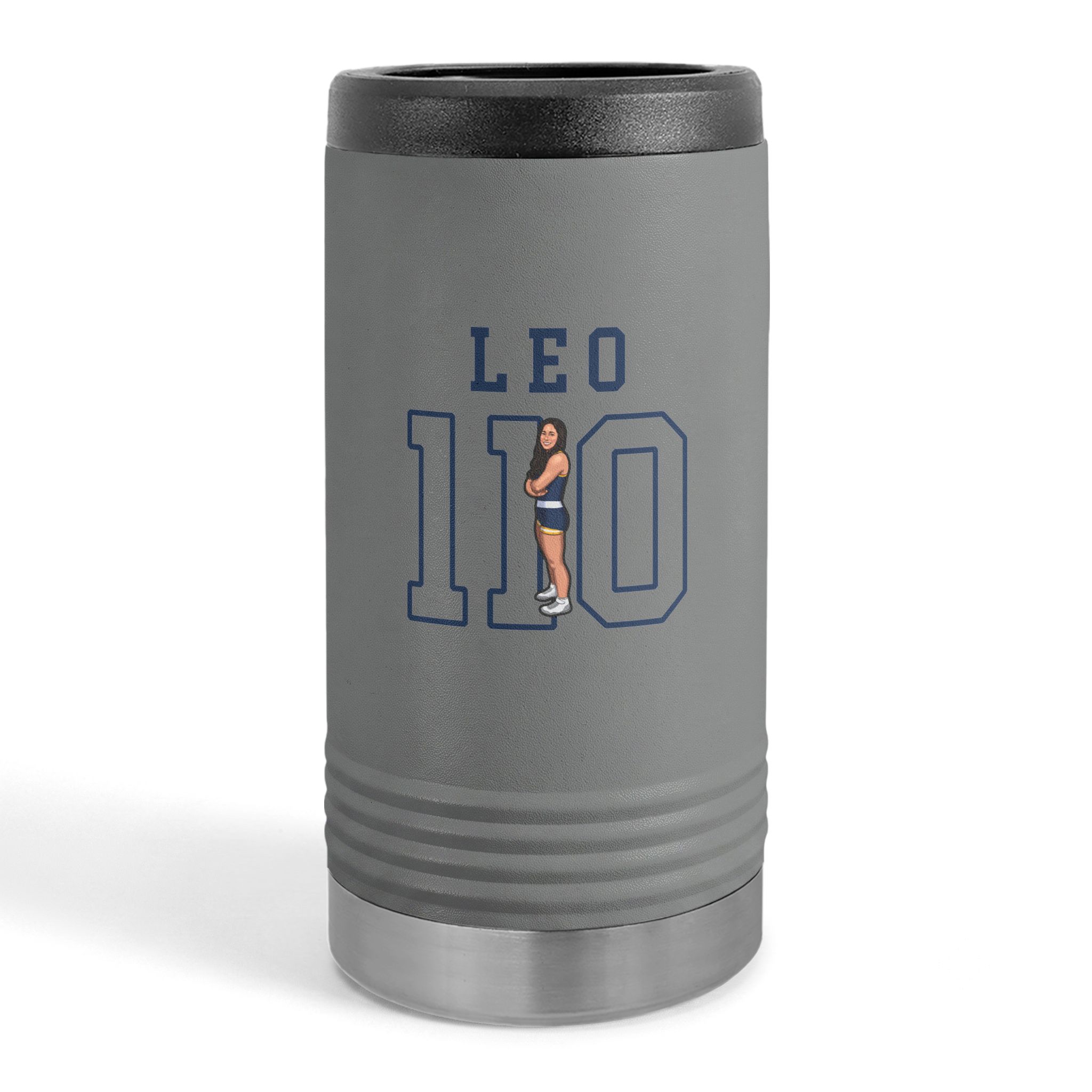 Slim Stainless Can Cooler — character_shirsey in Grey