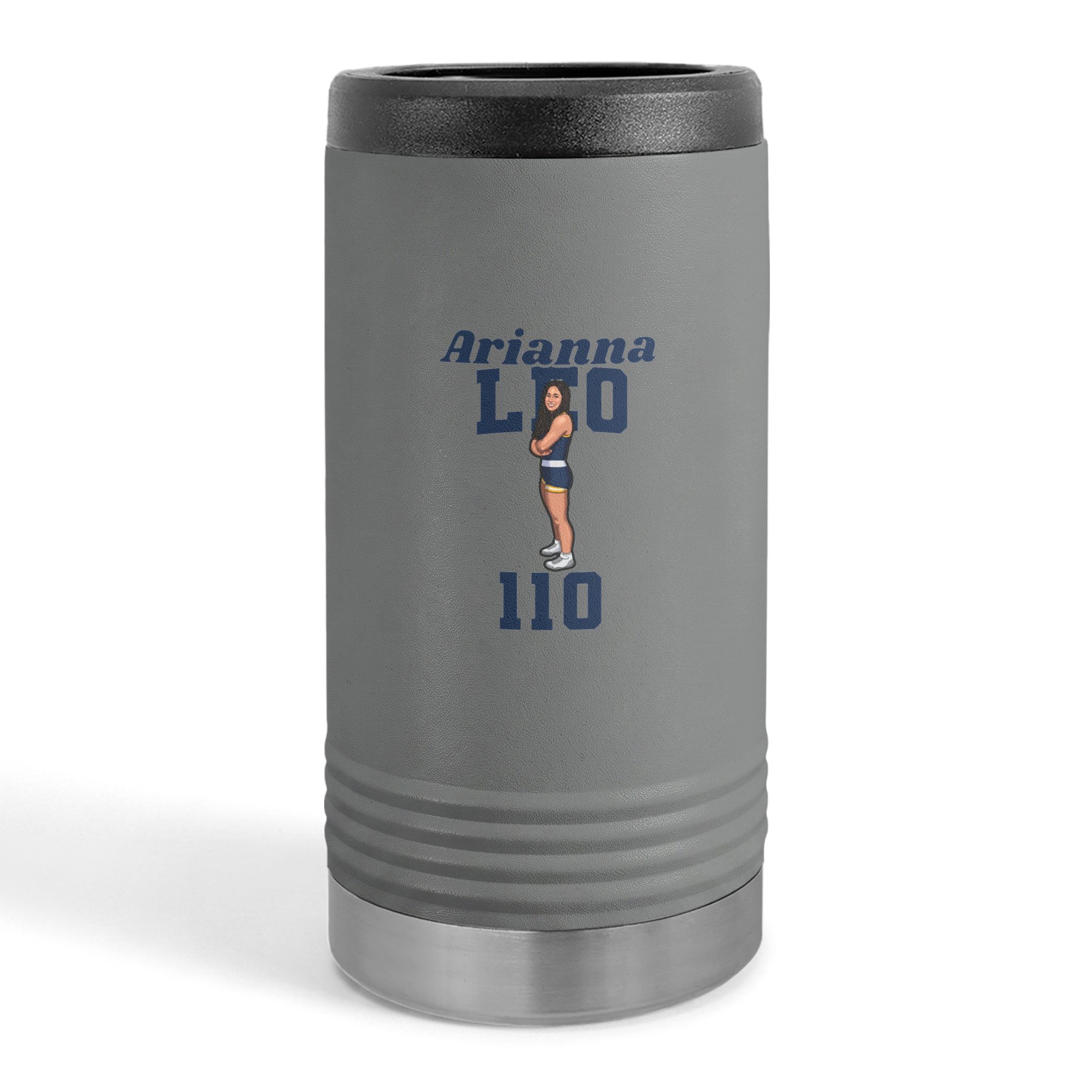 Slim Stainless Can Cooler — character_signature_arch in Grey