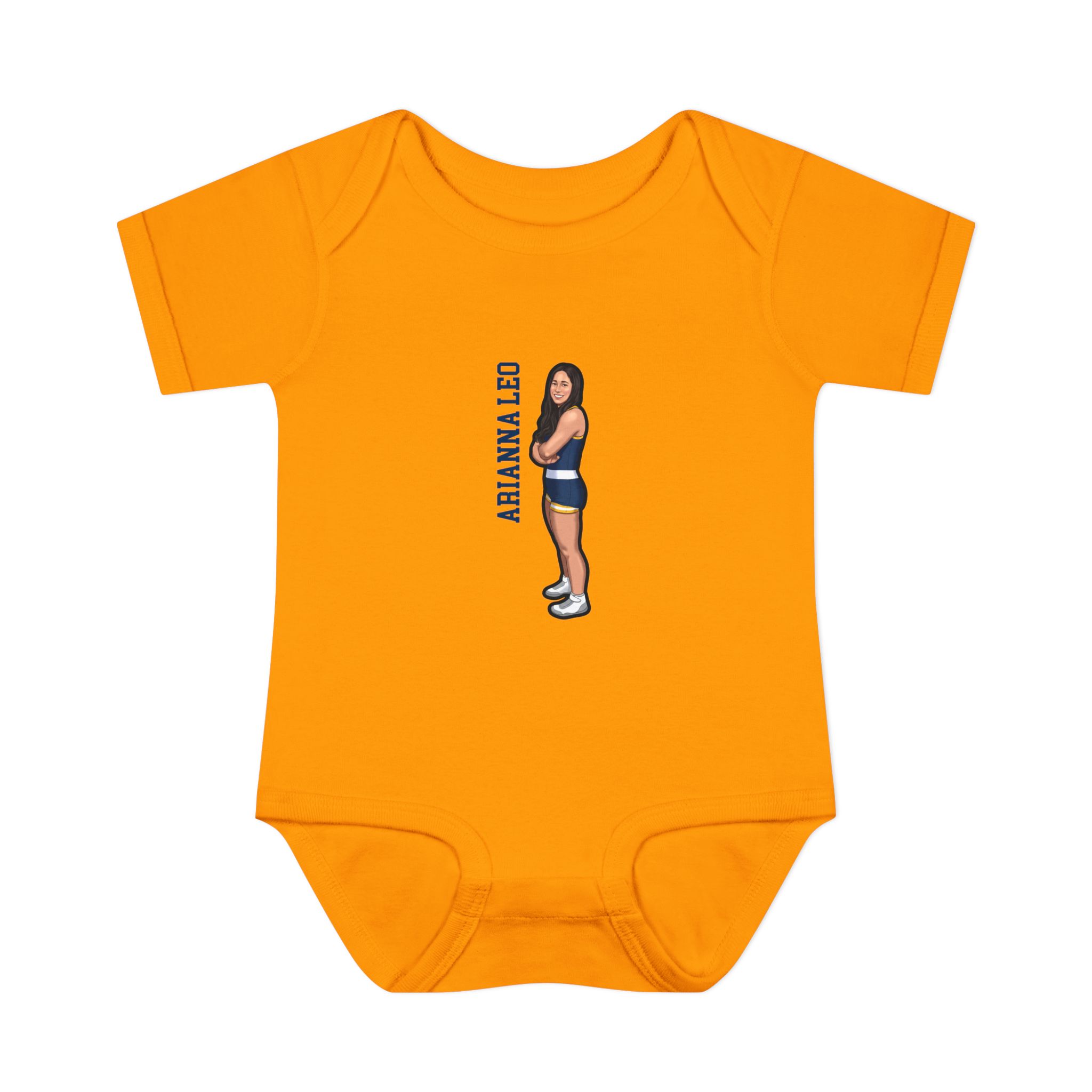 Baby Onesie — character_name_vertical in Gold