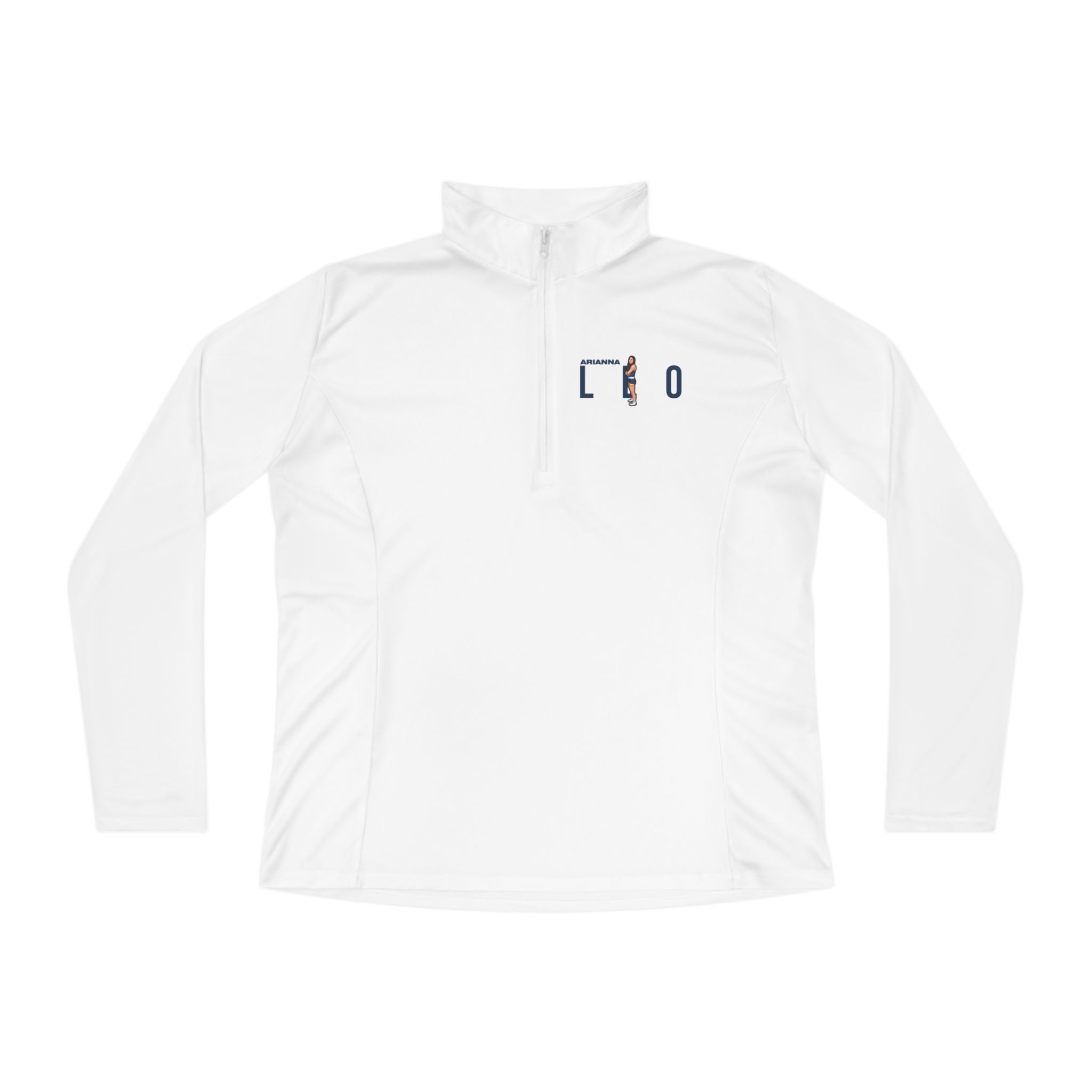 Women's Q-Zip Pullover — character_player_name in White
