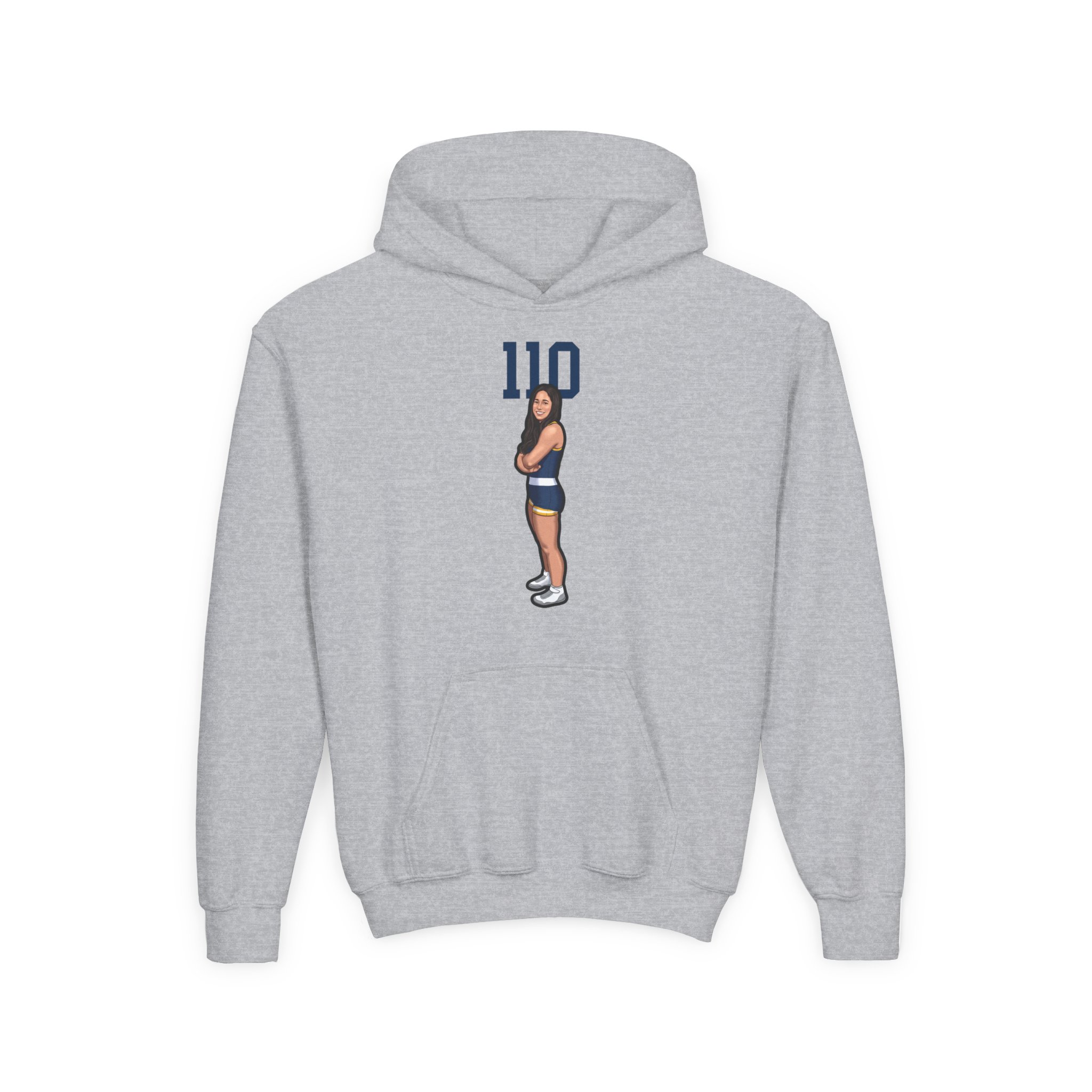 Youth Hoodie — character_number_top in Grey