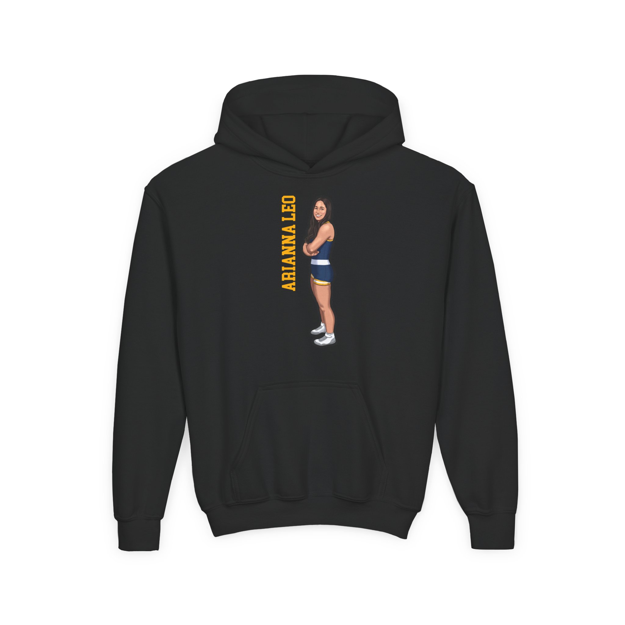 Youth Hoodie — character_name_vertical in Black