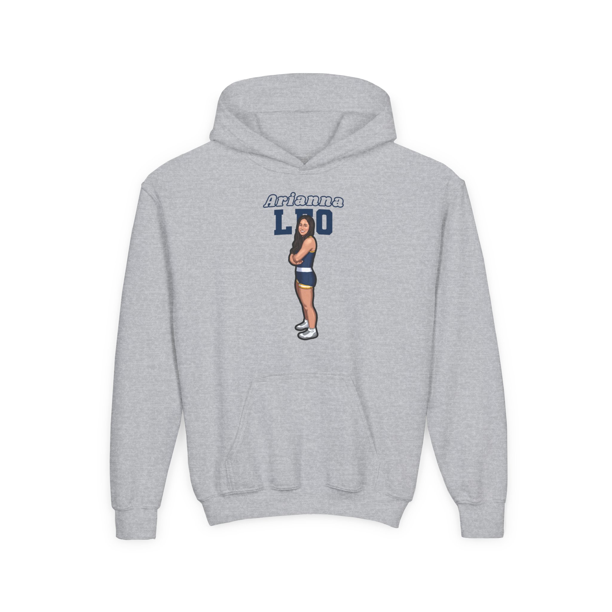 Youth Hoodie — character_name_arch in Grey
