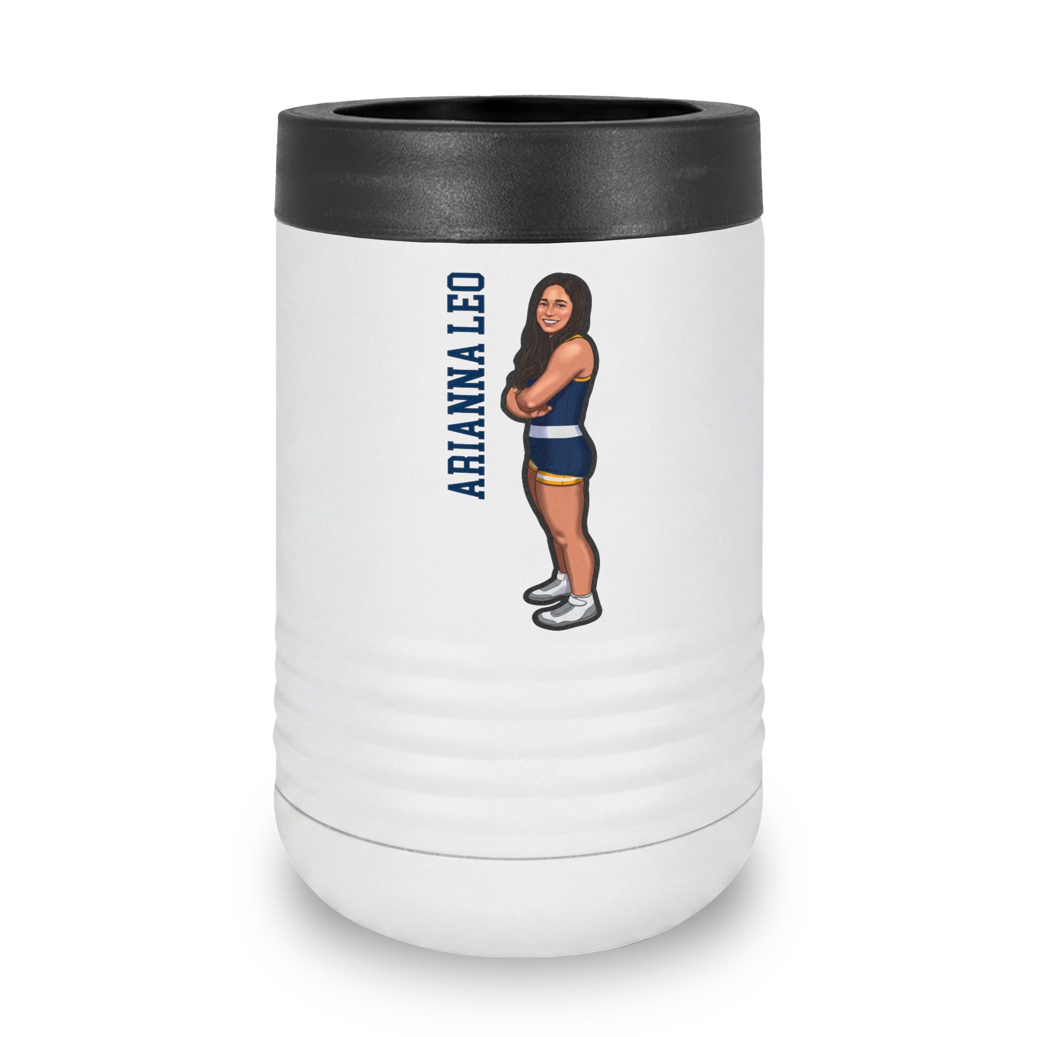 Stainless Can Cooler — character_name_vertical in White
