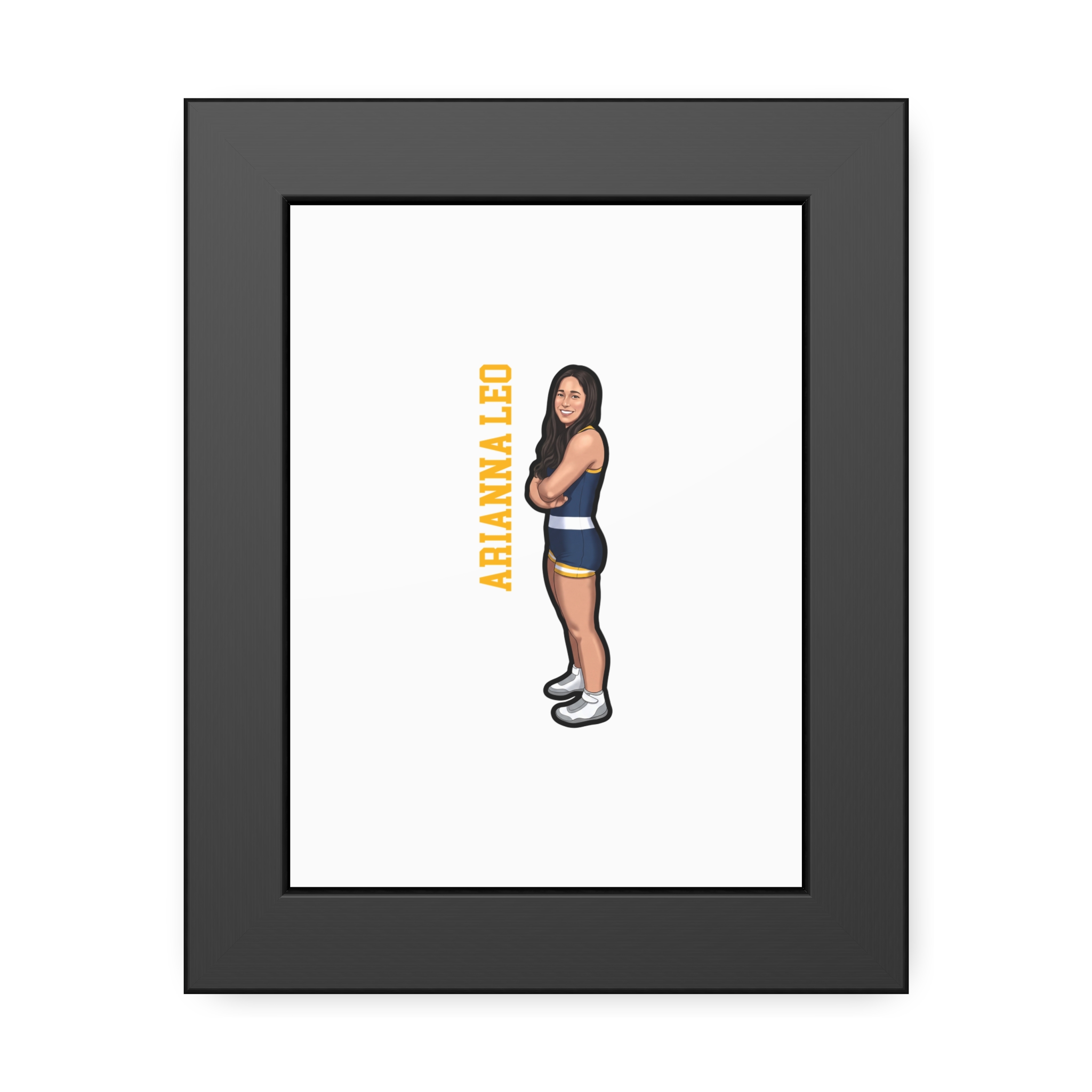 Framed Poster — character_name_vertical in Black