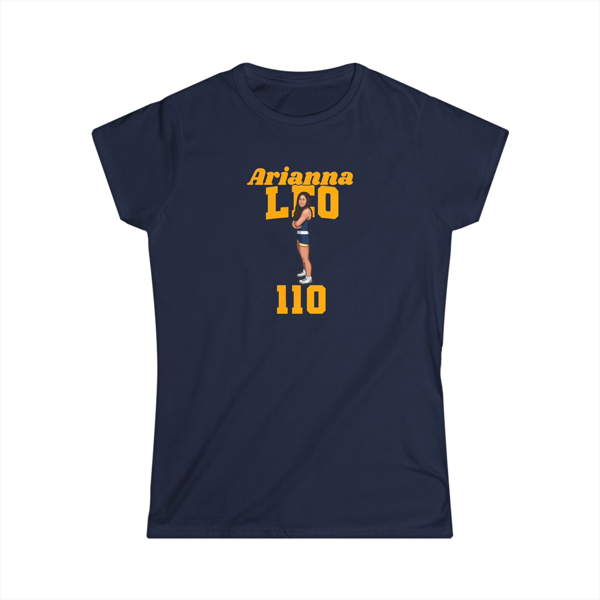 Women's Softstyle Tee — character_signature_arch in Navy