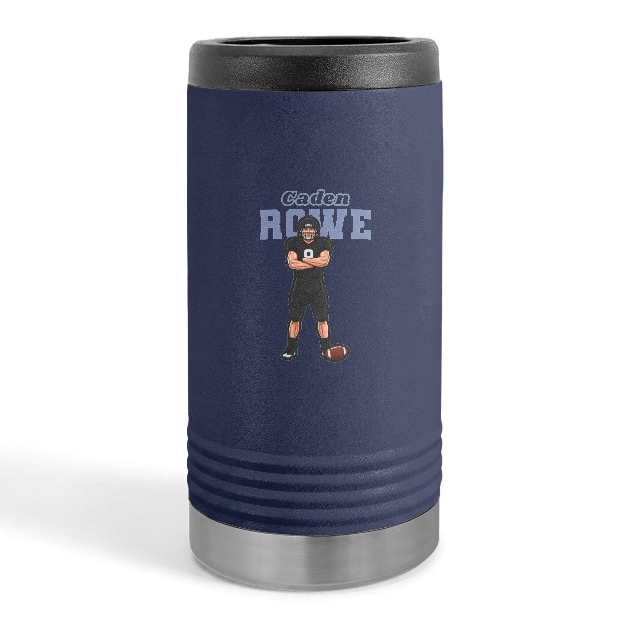Slim Stainless Can Cooler — character_name_arch in Navy