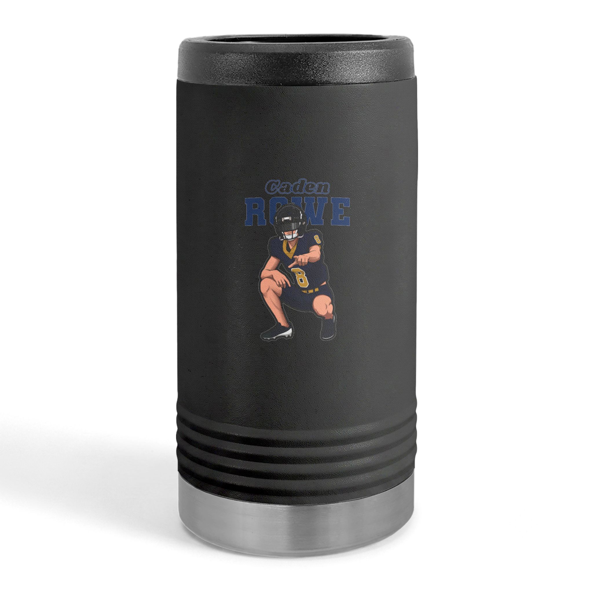 Slim Stainless Can Cooler — character_name_arch in Black