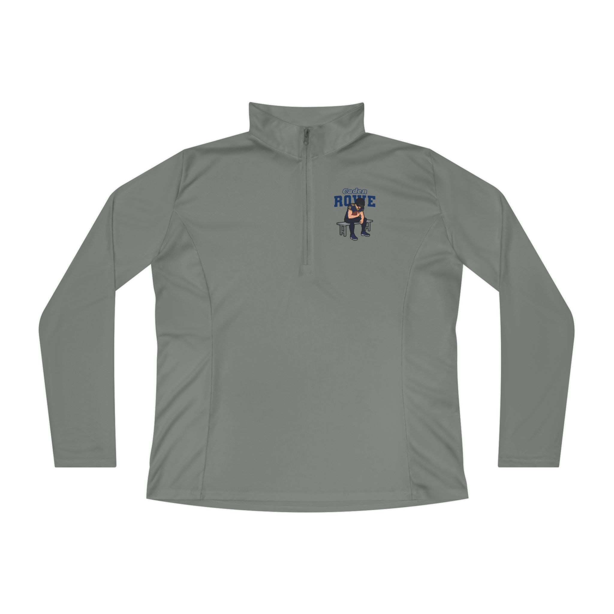 Women's Q-Zip Pullover — character_name_arch in Grey