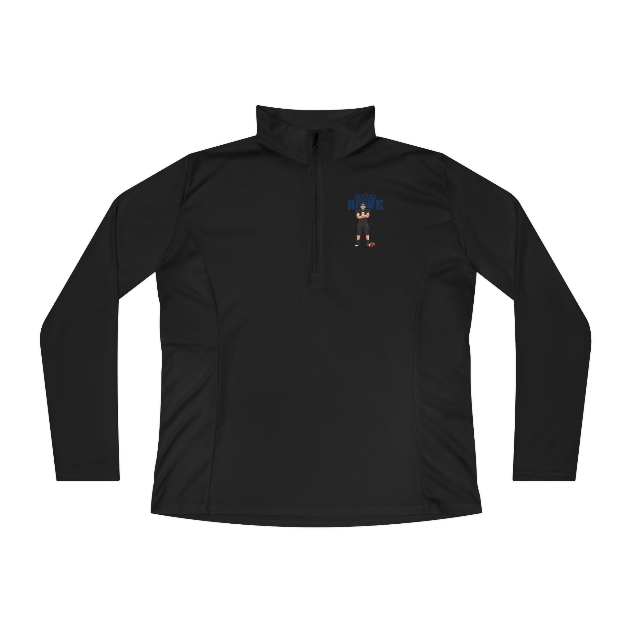 Women's Q-Zip Pullover — character_name_arch in Black