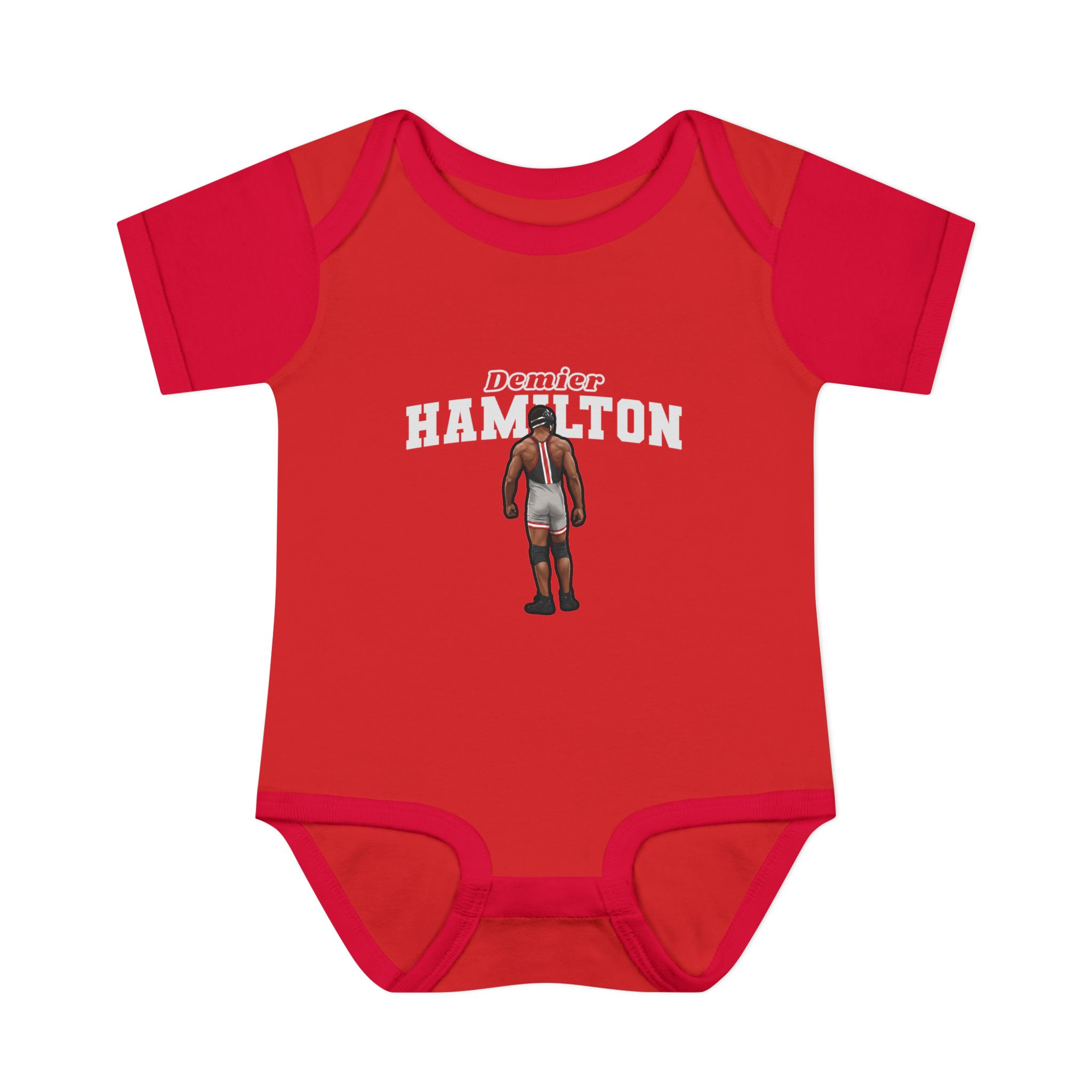 Baby Onesie — character_name_arch in Red