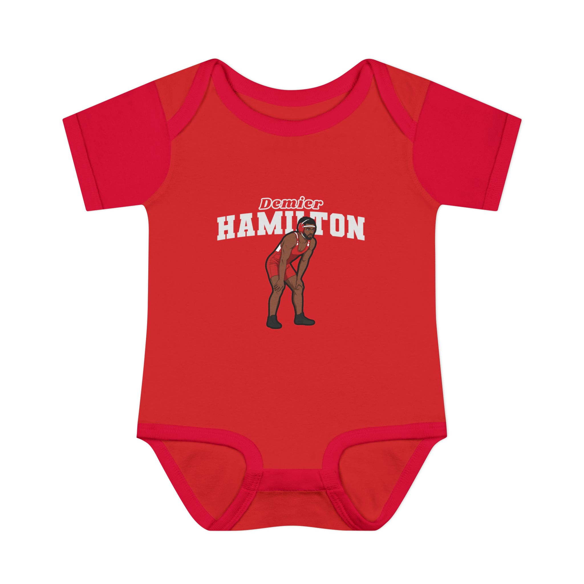Baby Onesie — character_name_arch in Red