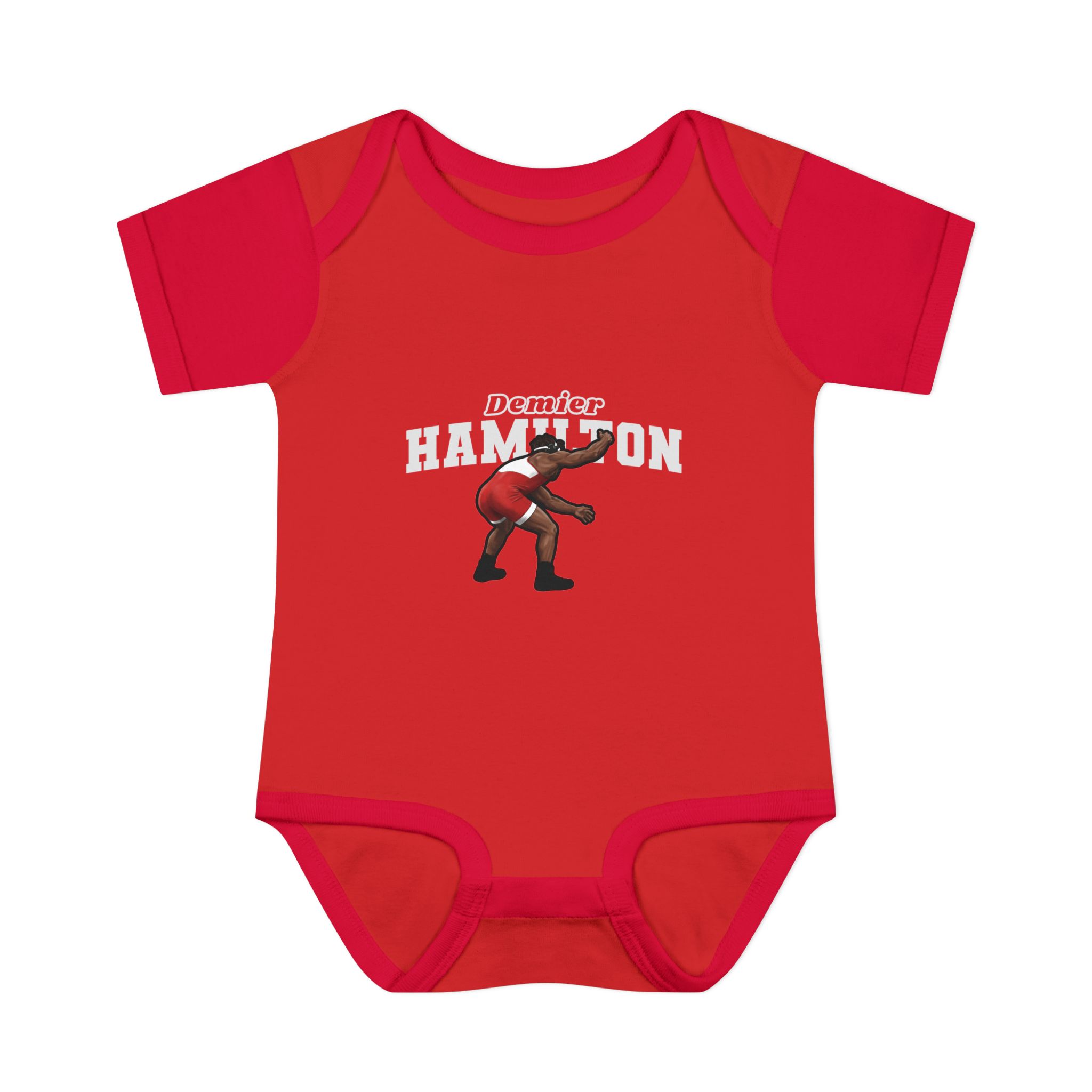 Baby Onesie — character_name_arch in Red