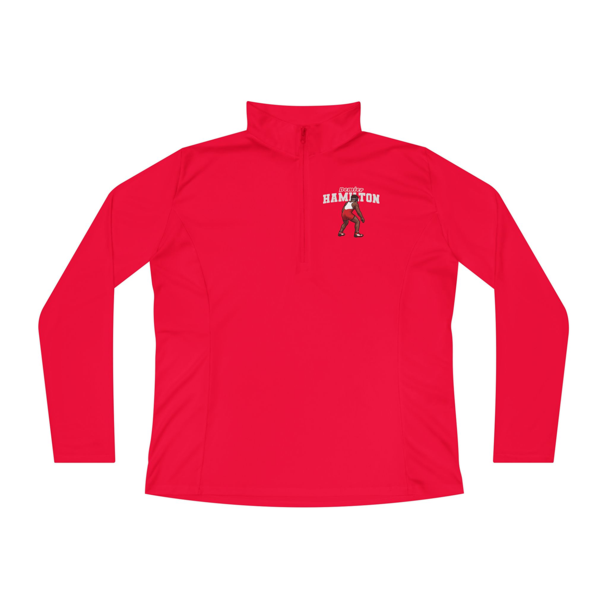 Women's Q-Zip Pullover — character_name_arch in Red