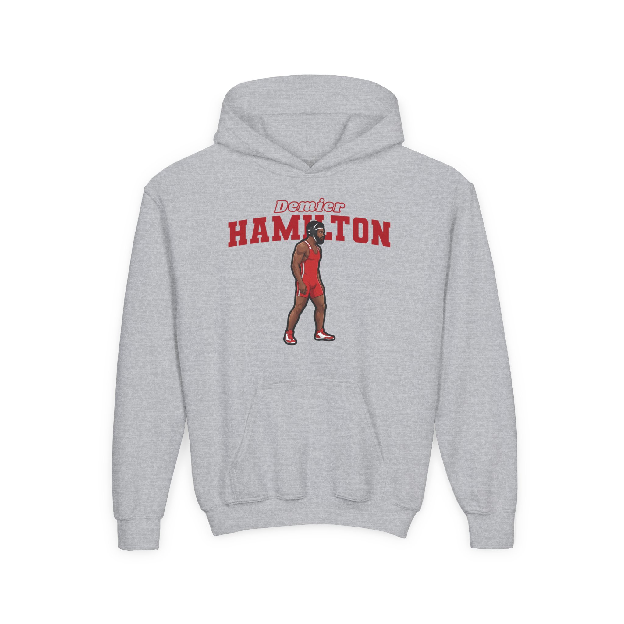 Youth Hoodie — character_name_arch in Grey
