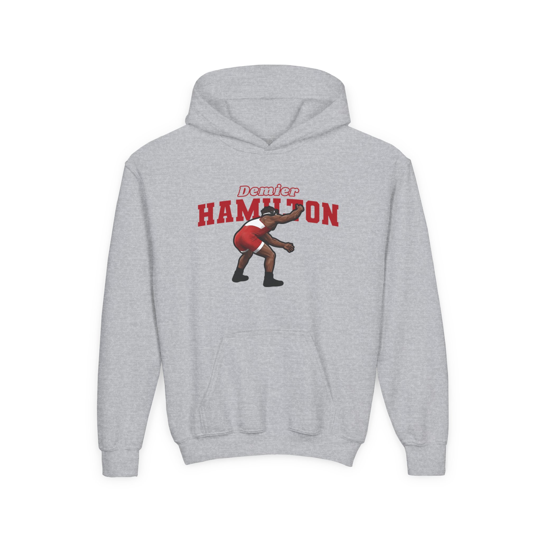 Youth Hoodie — character_name_arch in Grey