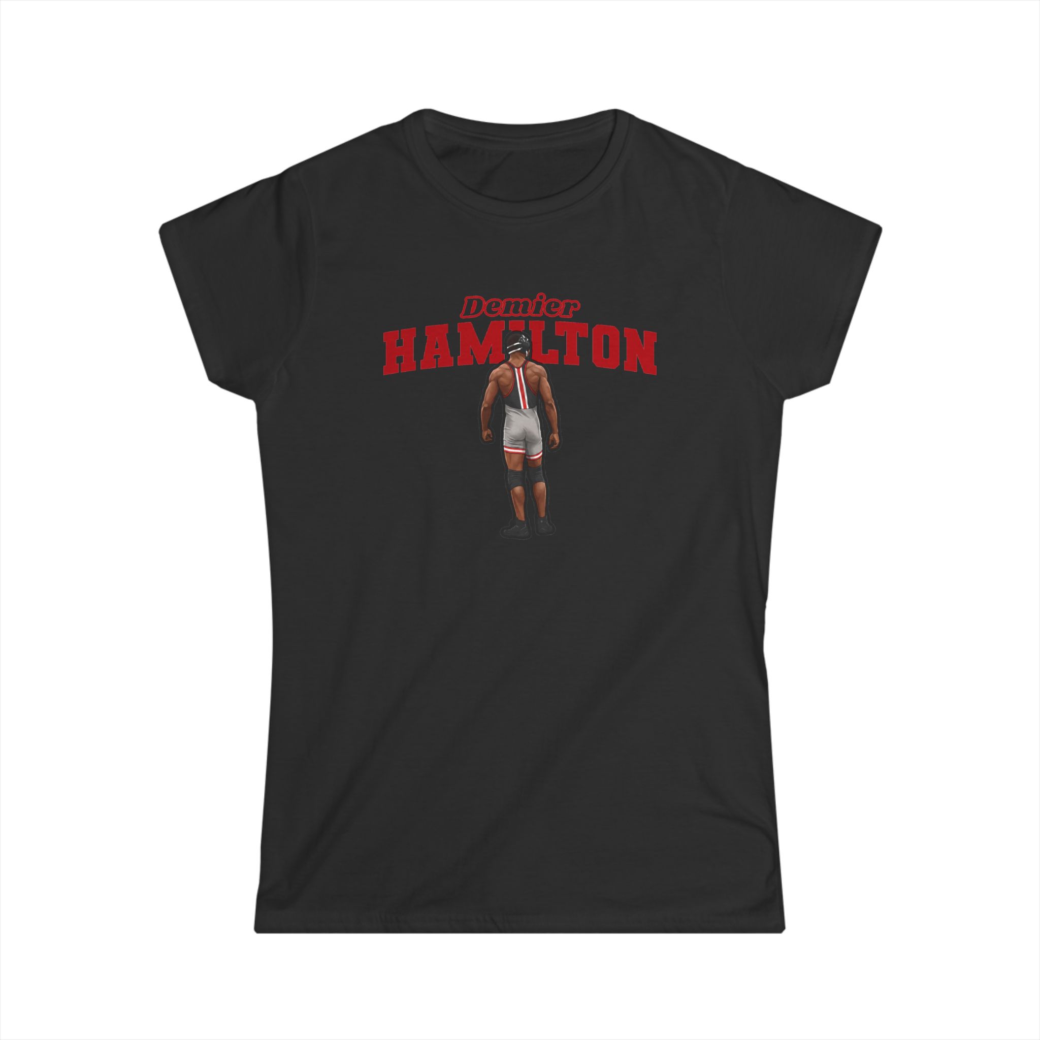 Women's Softstyle Tee — character_name_arch in Black