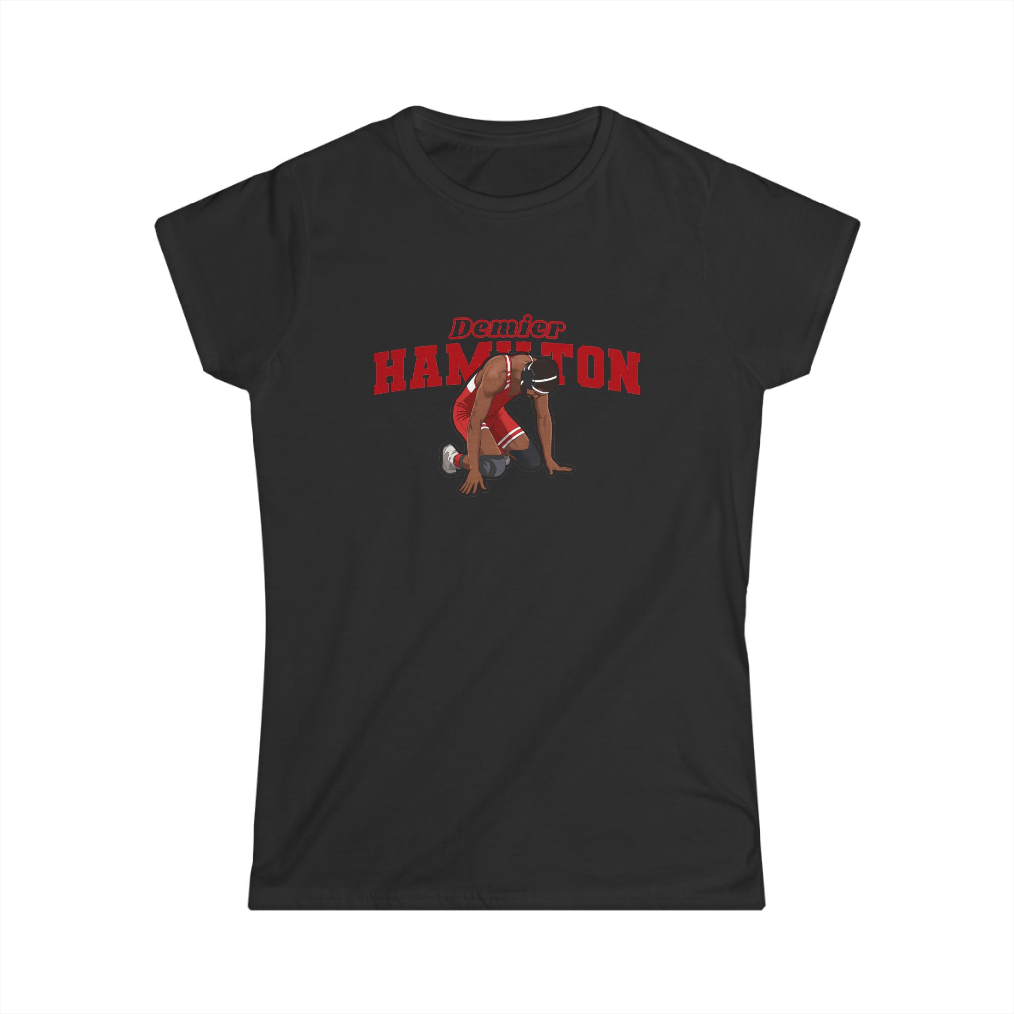 Women's Softstyle Tee — character_name_arch in Black