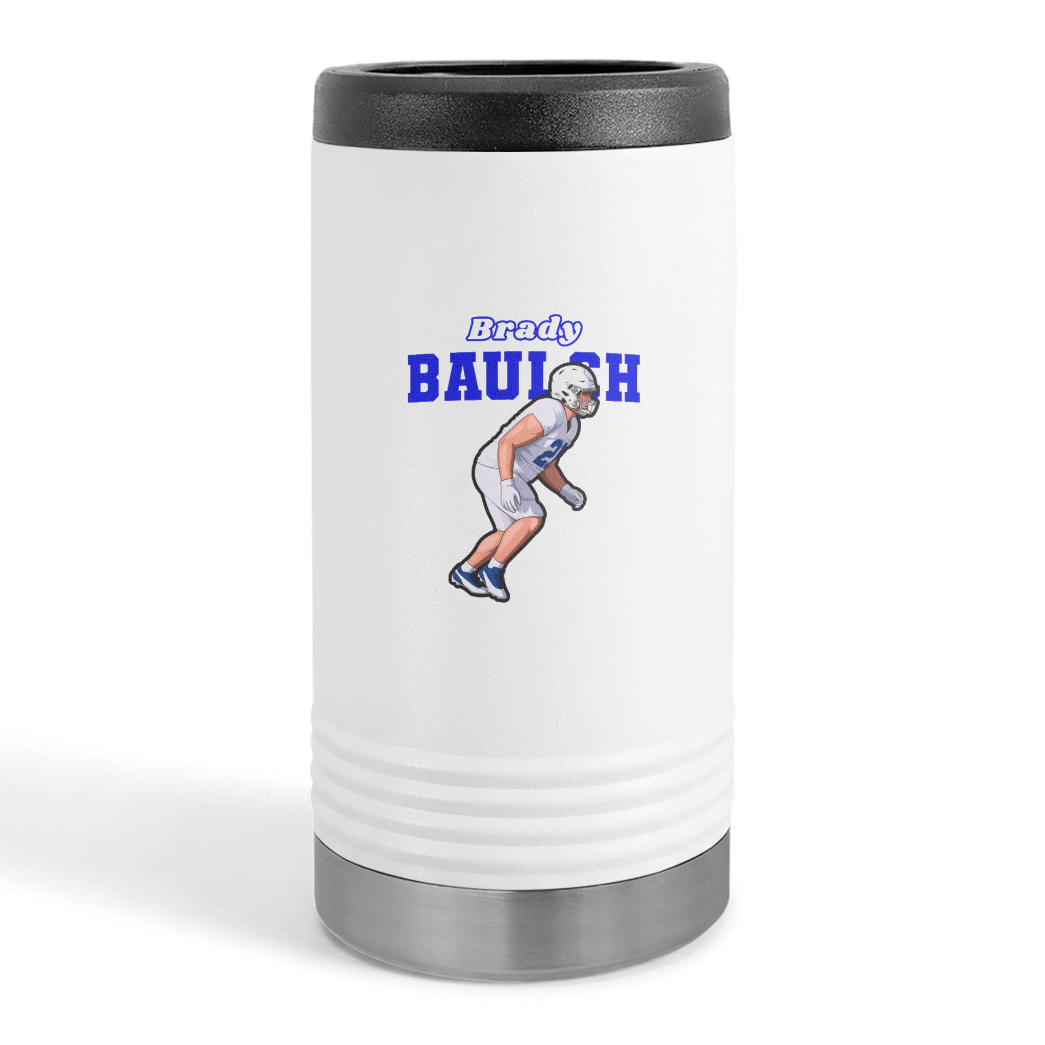 Slim Stainless Can Cooler — character_name_arch in White