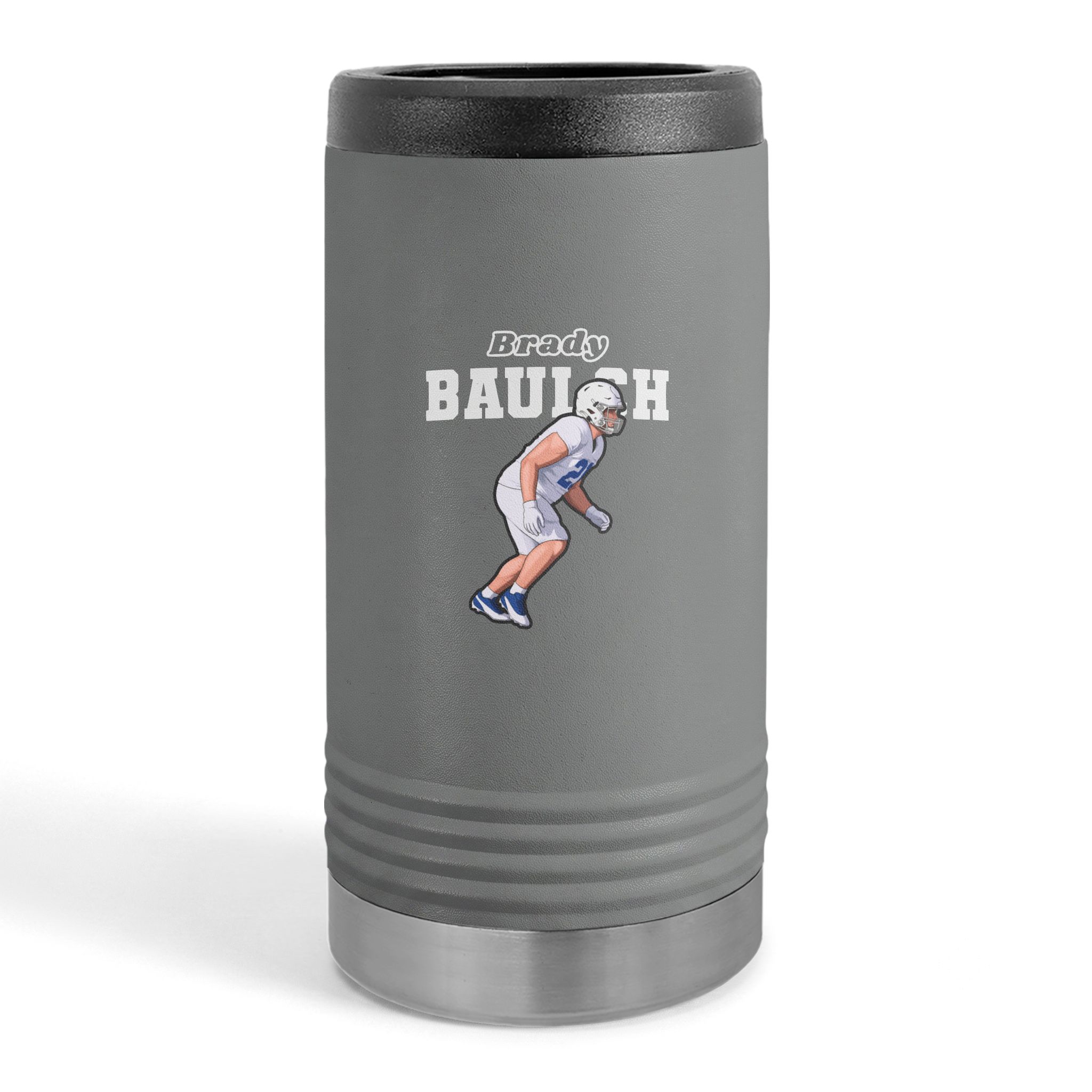 Slim Stainless Can Cooler — character_name_arch in Grey